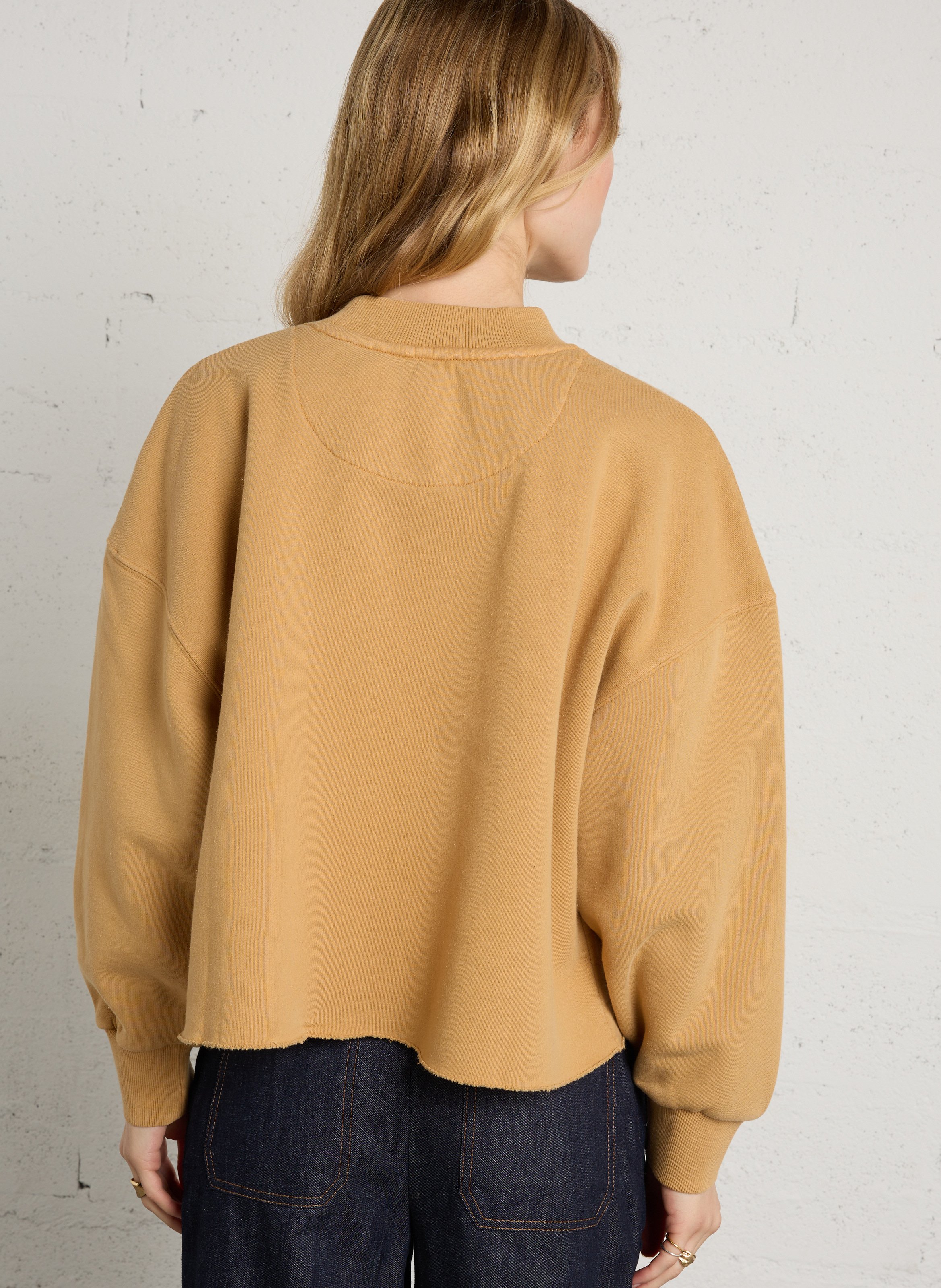 Sweat ample col rond imprimé en coton NEWTONE Marron