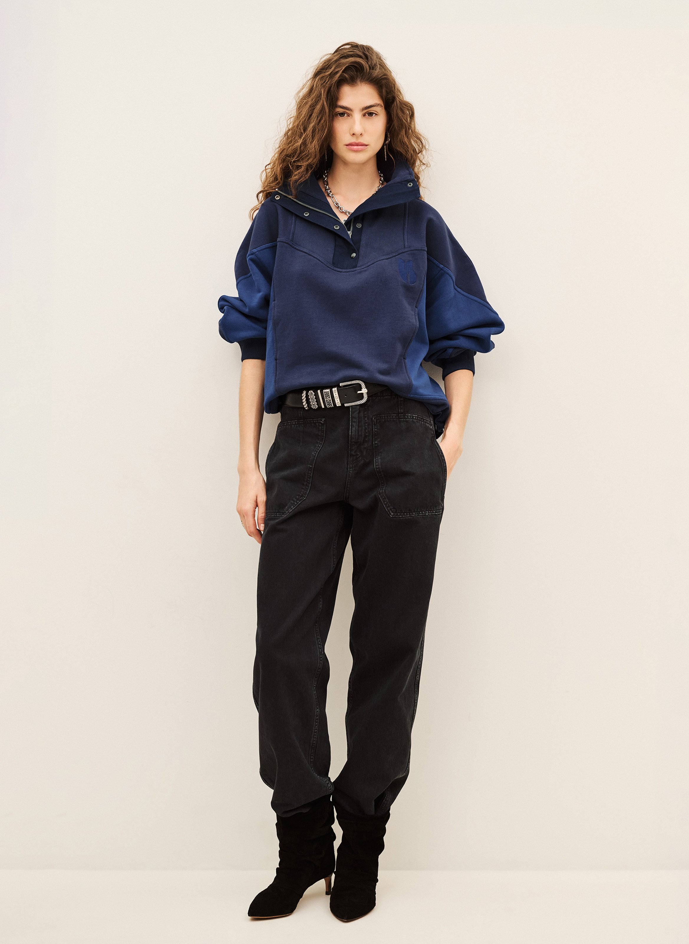 Loose-fit high-neck buttoned sweater | Blue BA&SH Women