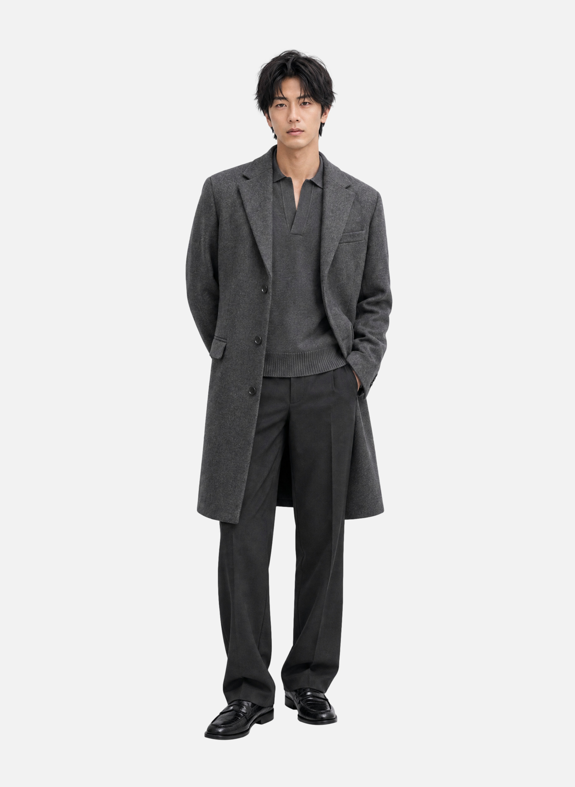 Notched-collar coat THE KOOPLES Grey
