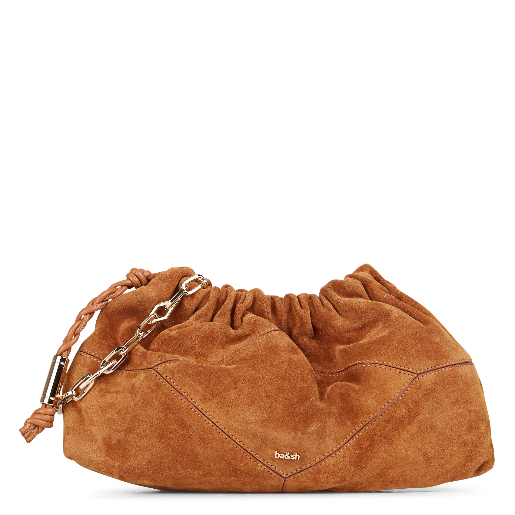 Sac bandoulière en cuir velours BA&SH Marron