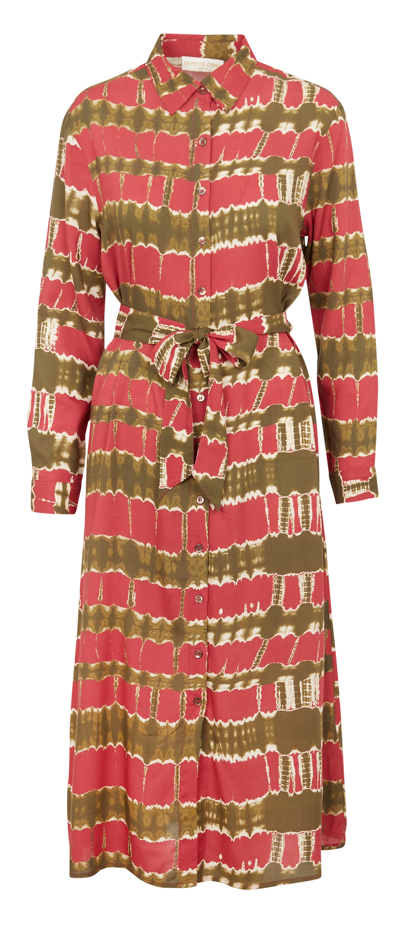 Halflange jurk met klassieke kraag en tie-dyeprint LA PETITE ETOILE Roze