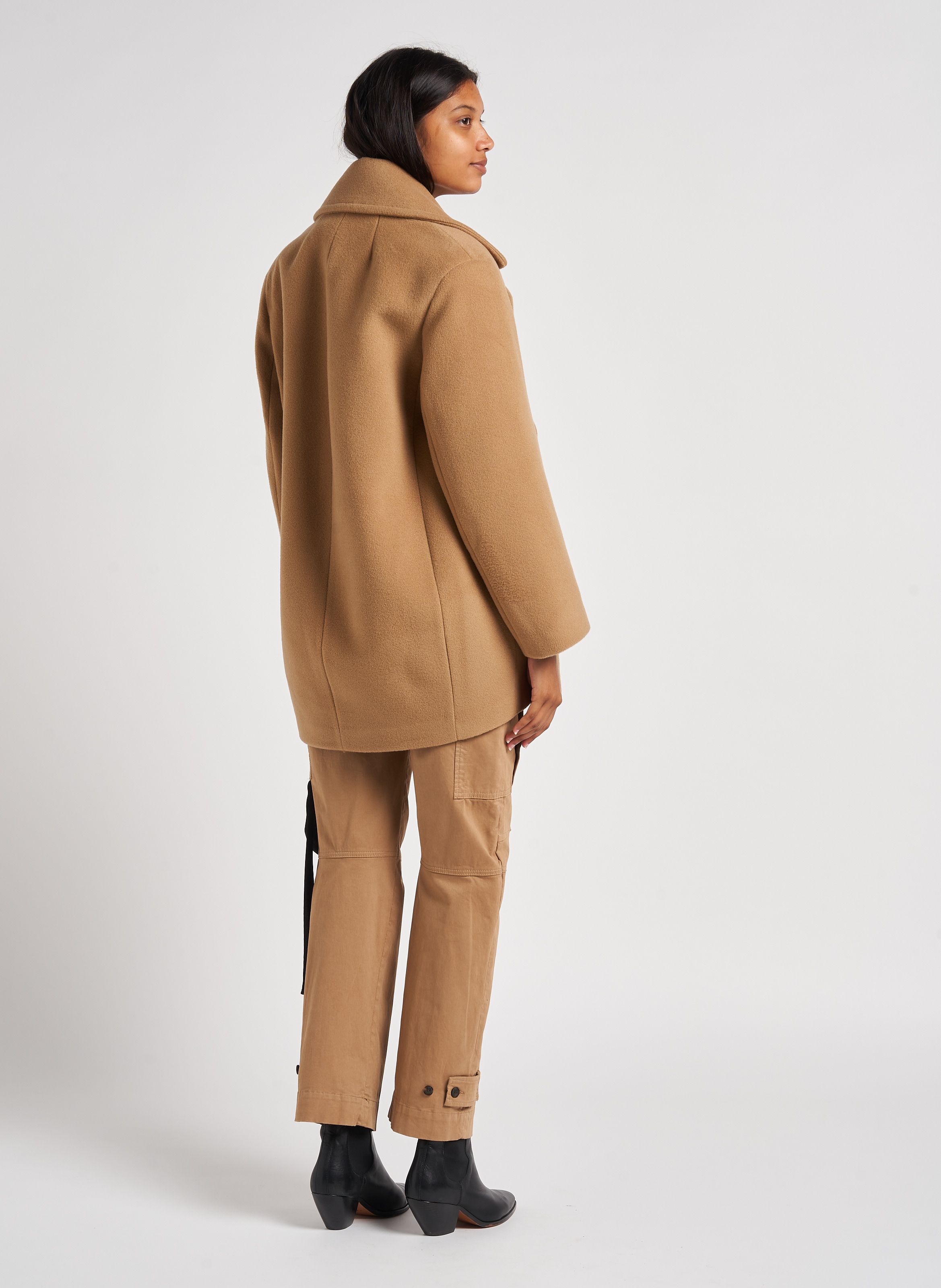 Brown Wool-blend coat with tailored collar