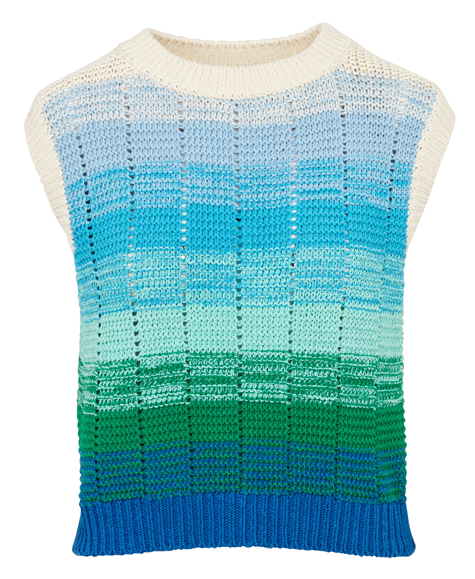 Pull col rond droit en coton recyclé mélangé INDEE Vert