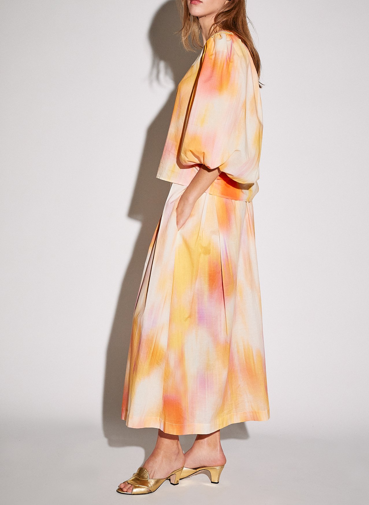 Top col carré imprimé en coton  THE LABEL EDITION Orange