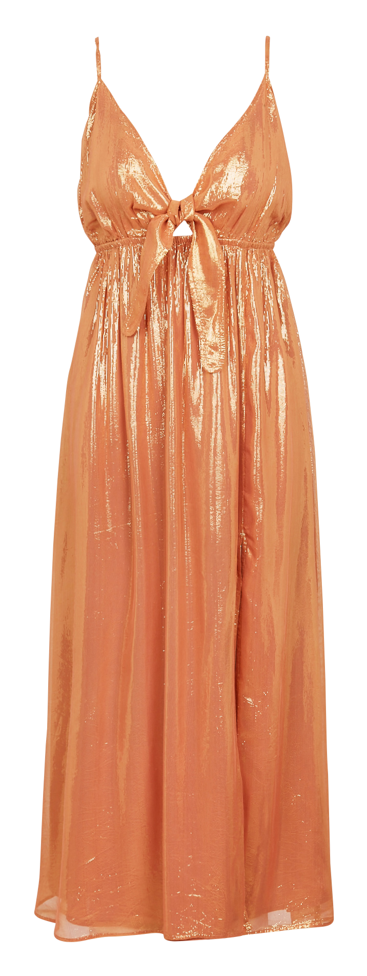Robe longue col V métallisée  SUNDRESS Orange