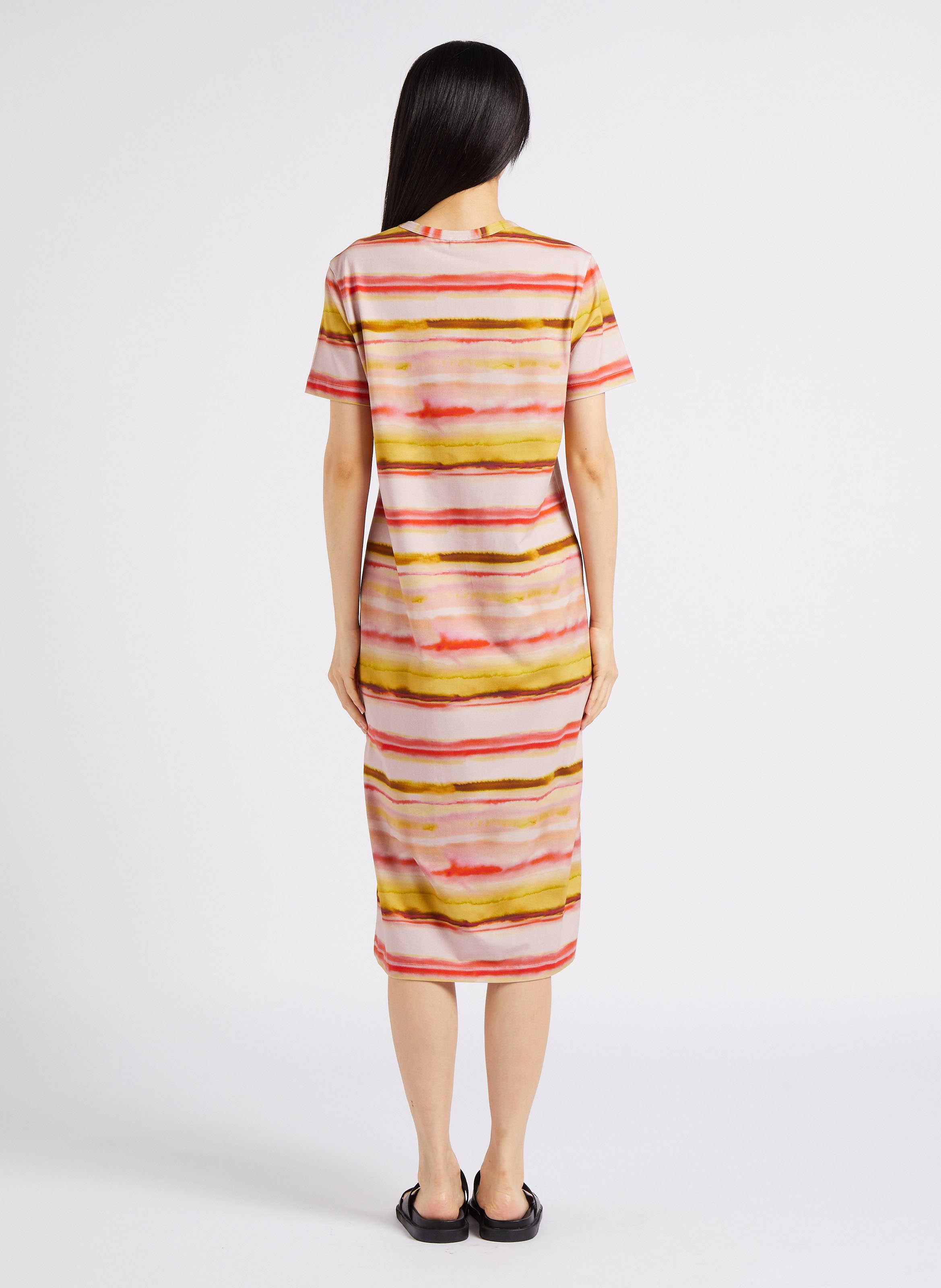 Straight cotton-blend round-neck midi dress PAUL SMITH Pink