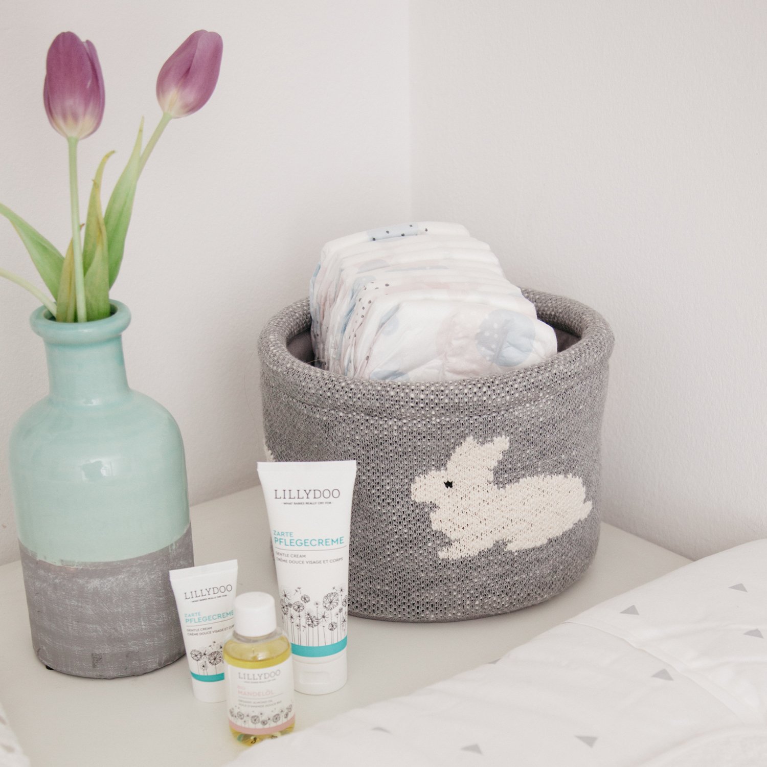 Small cotton storage basket KINDSGUT Grey