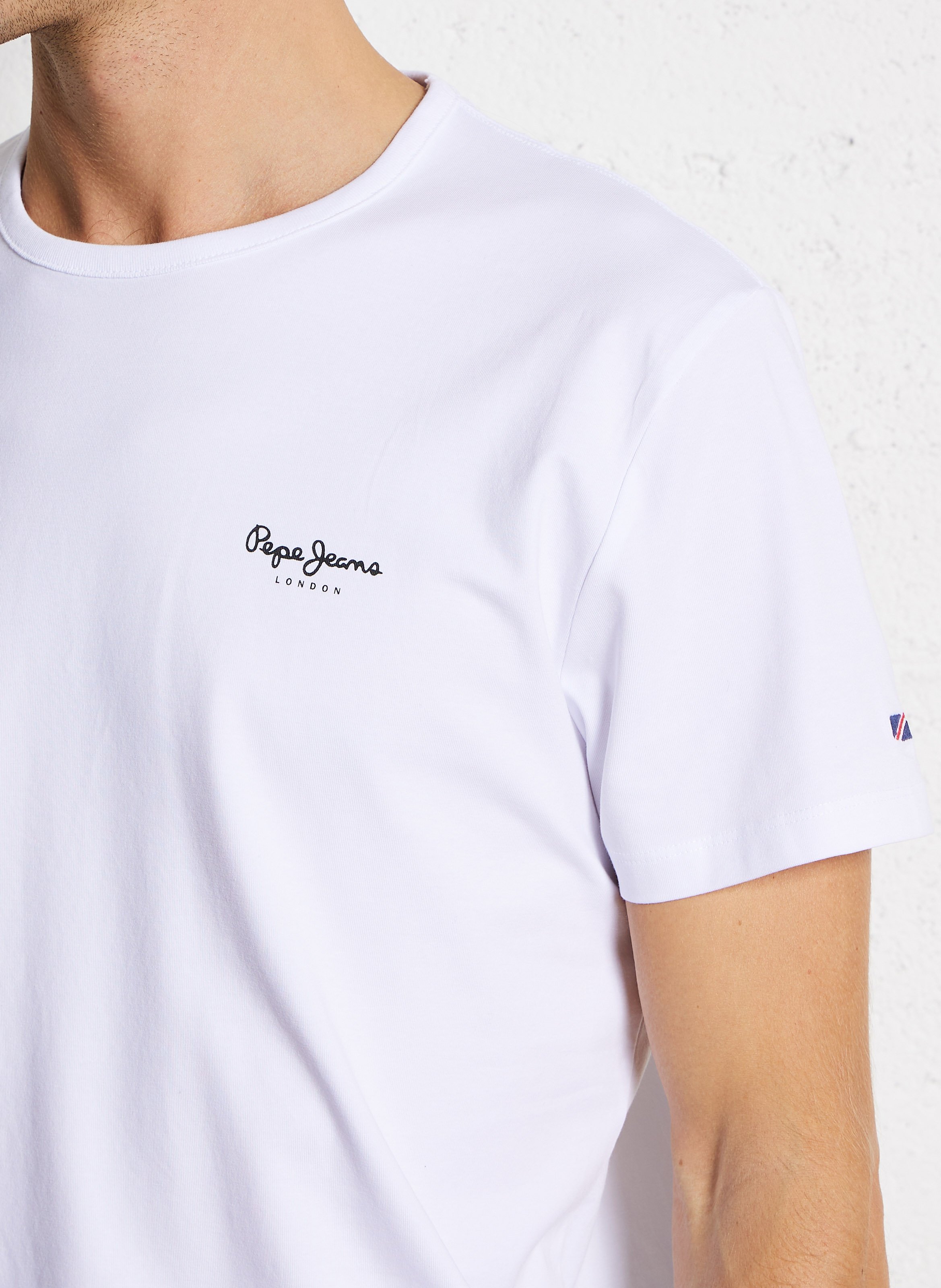 Tee-shirt droit en coton mélangé Blanc