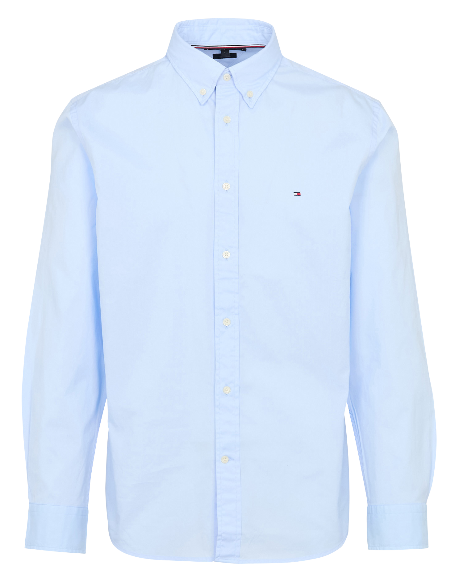 Chemise droite boutonnée en coton Bleu