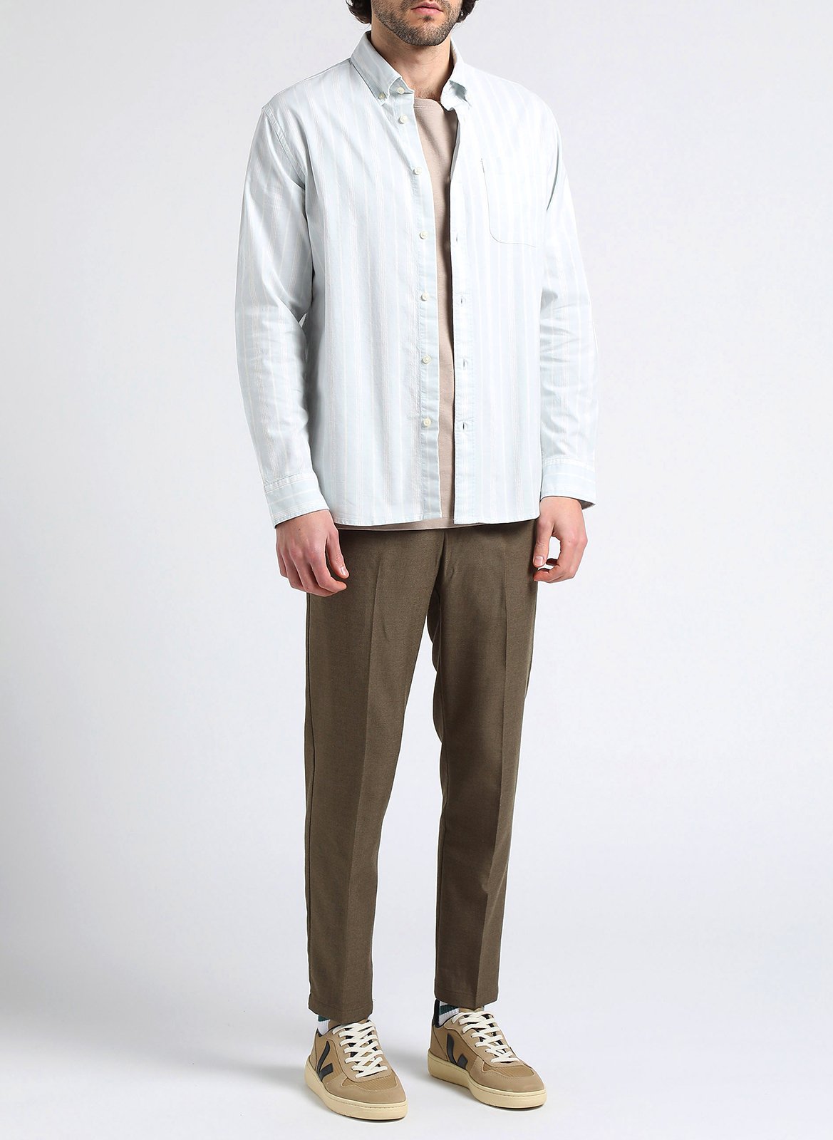 Hemd aus Baumwoll-Mix mit Button-down-Kragen SELECTED Blau