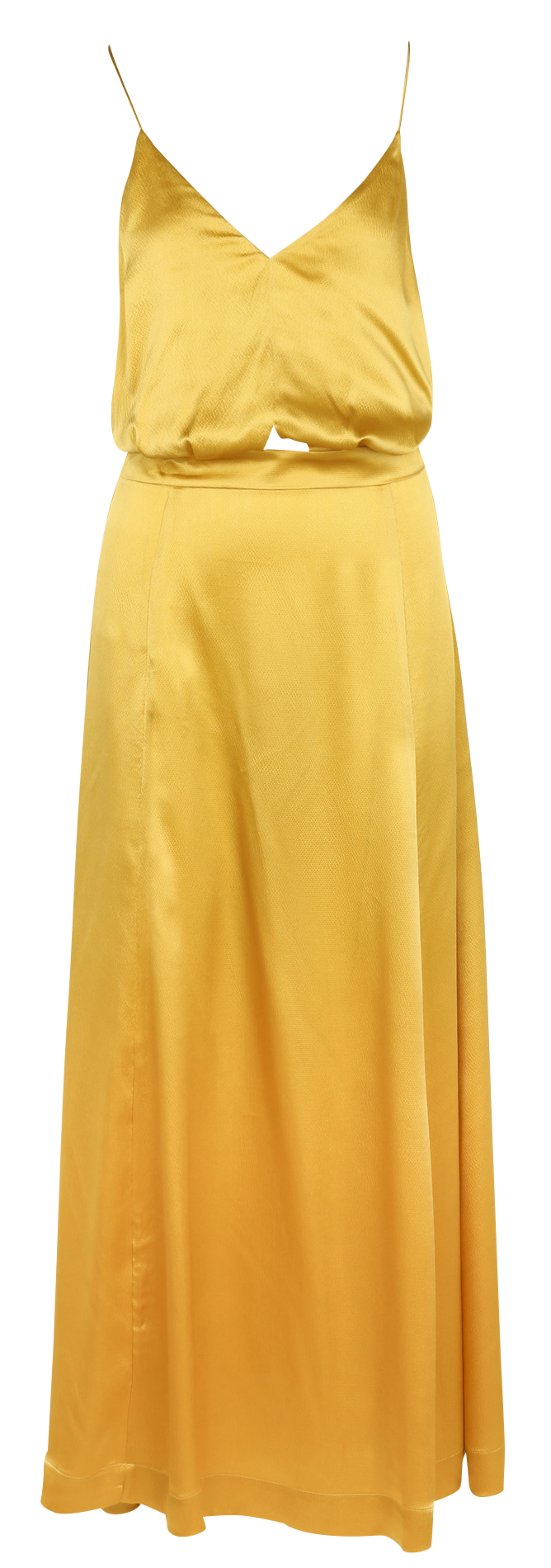Lange, zijden jurk met V-decolleté KARMA KOMA Geel