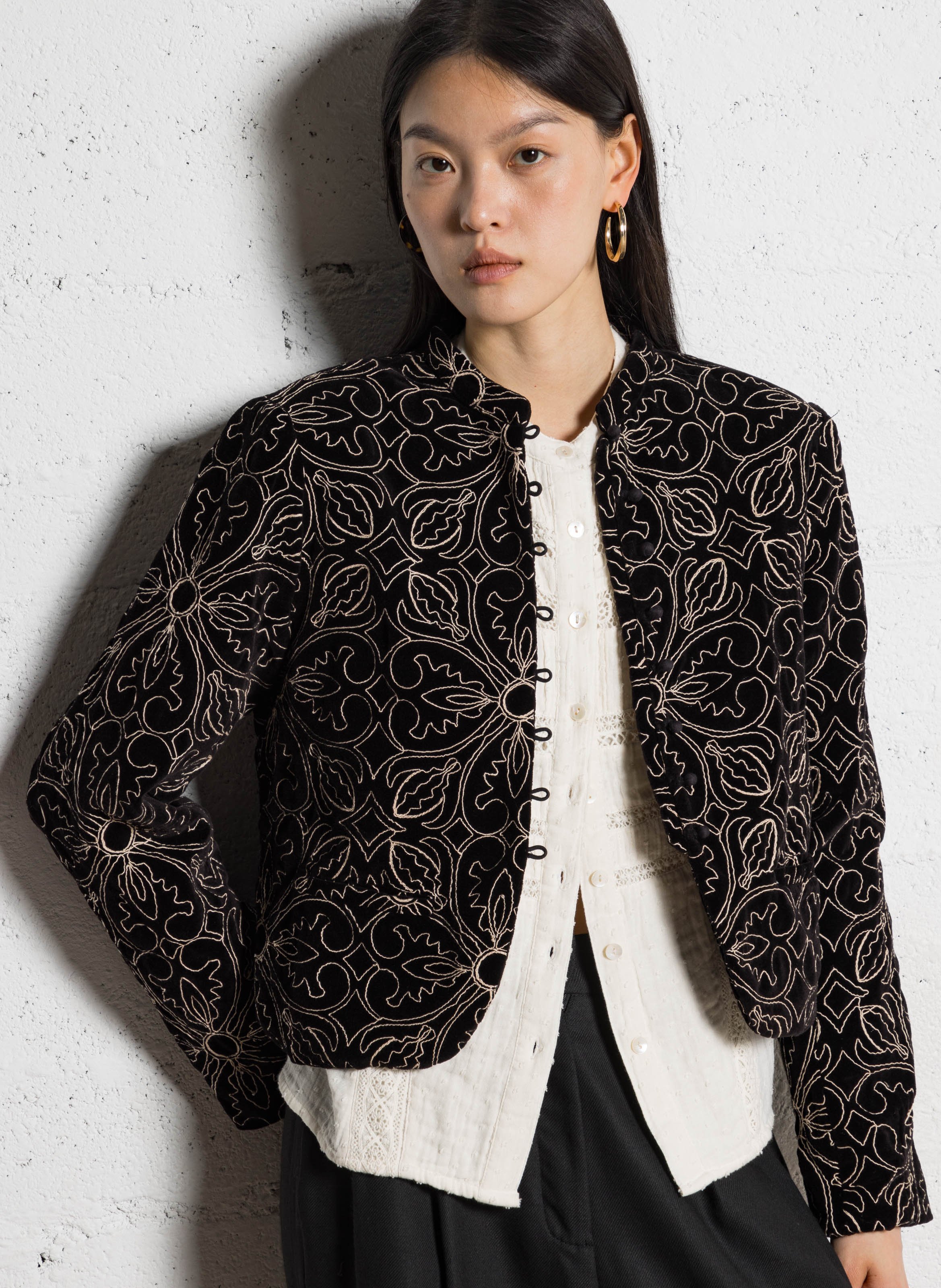 Cropped cotton jacket MAISON HOTEL Black