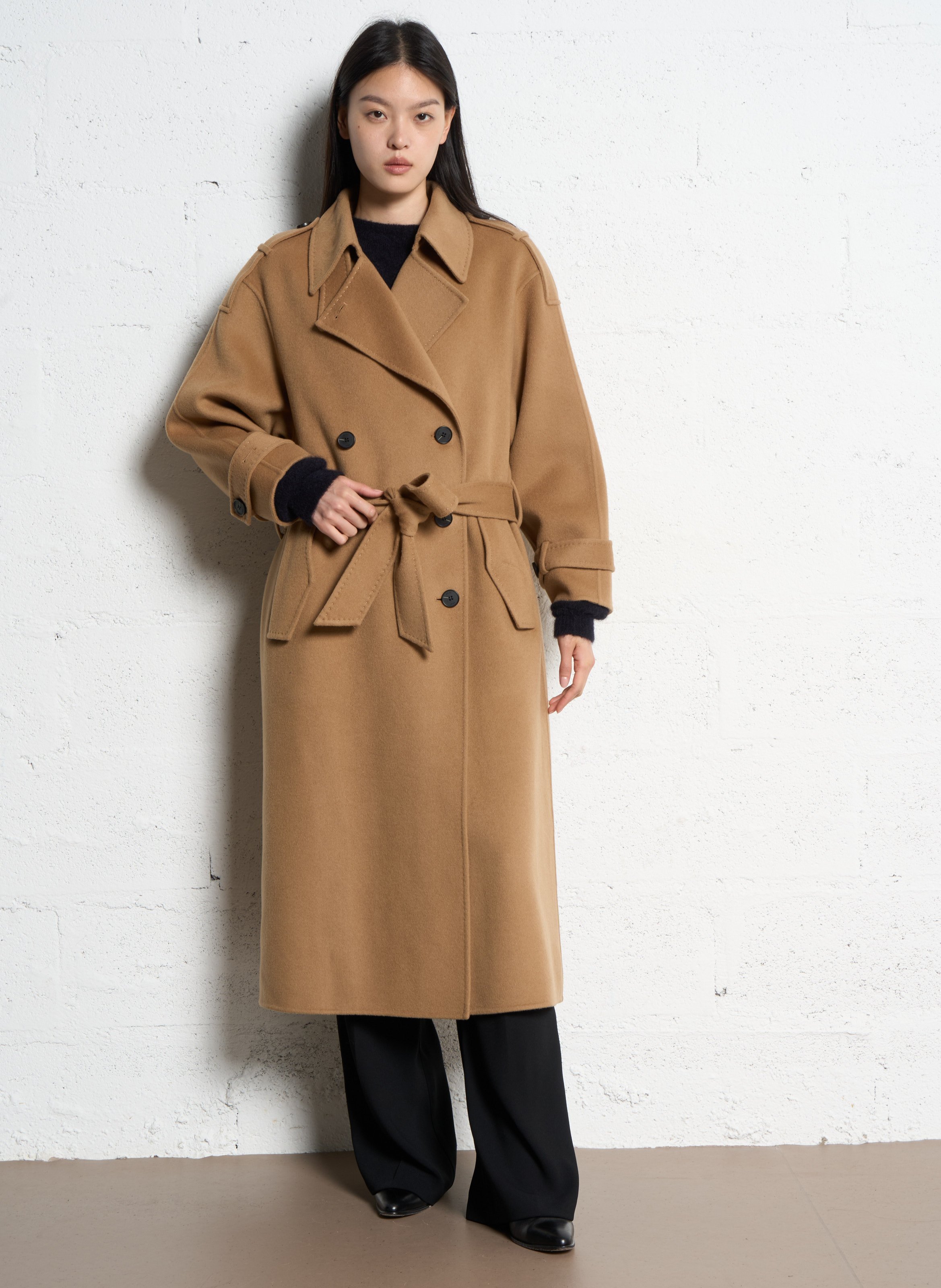 Cocoon-Mantel aus Wolle mit Reverskragen IKKS Braun