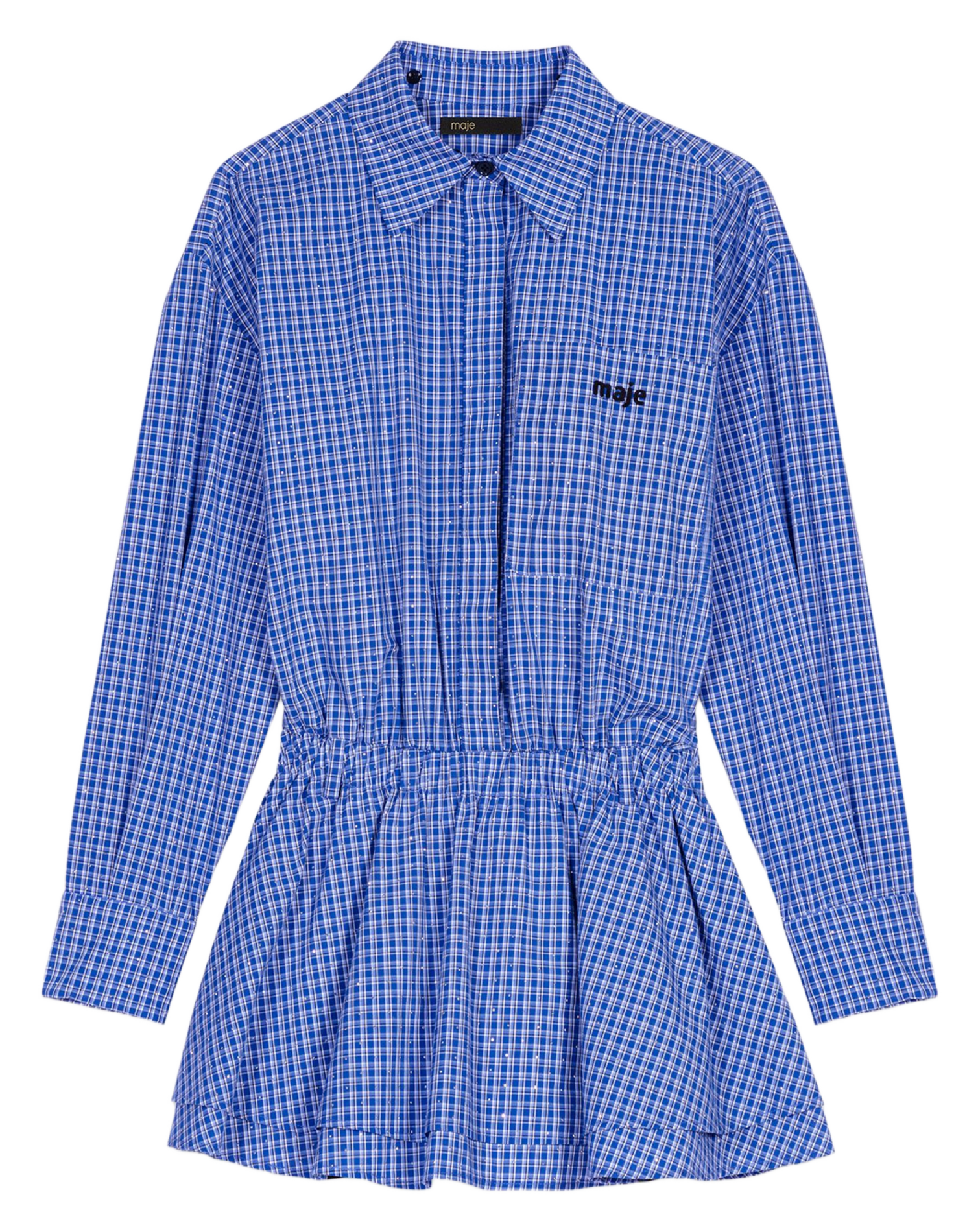 Robe courte col classique en coton  MAJE Bleu