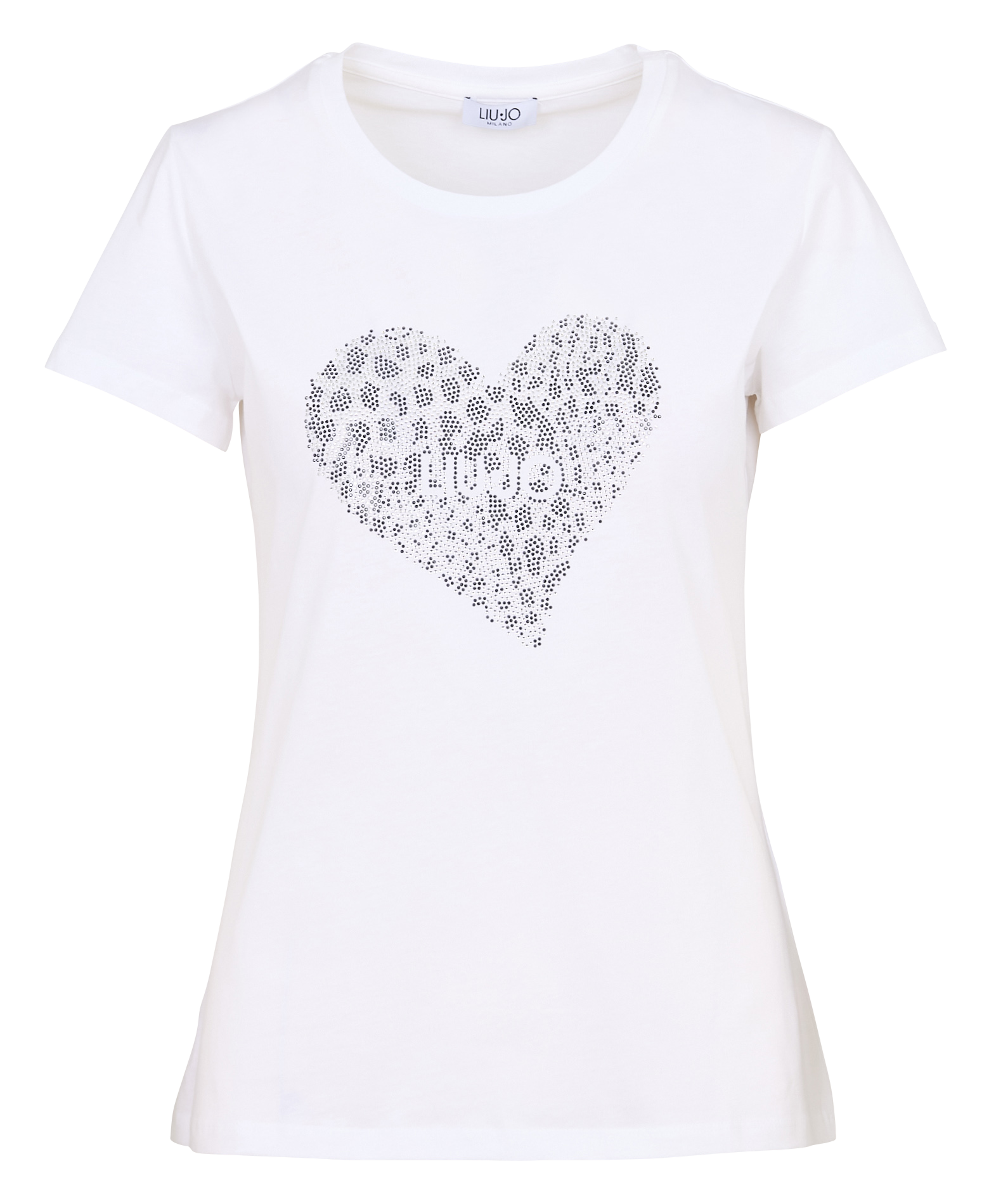 Rundhals-T-Shirt mit Strasssteinen LIU JO Weiss