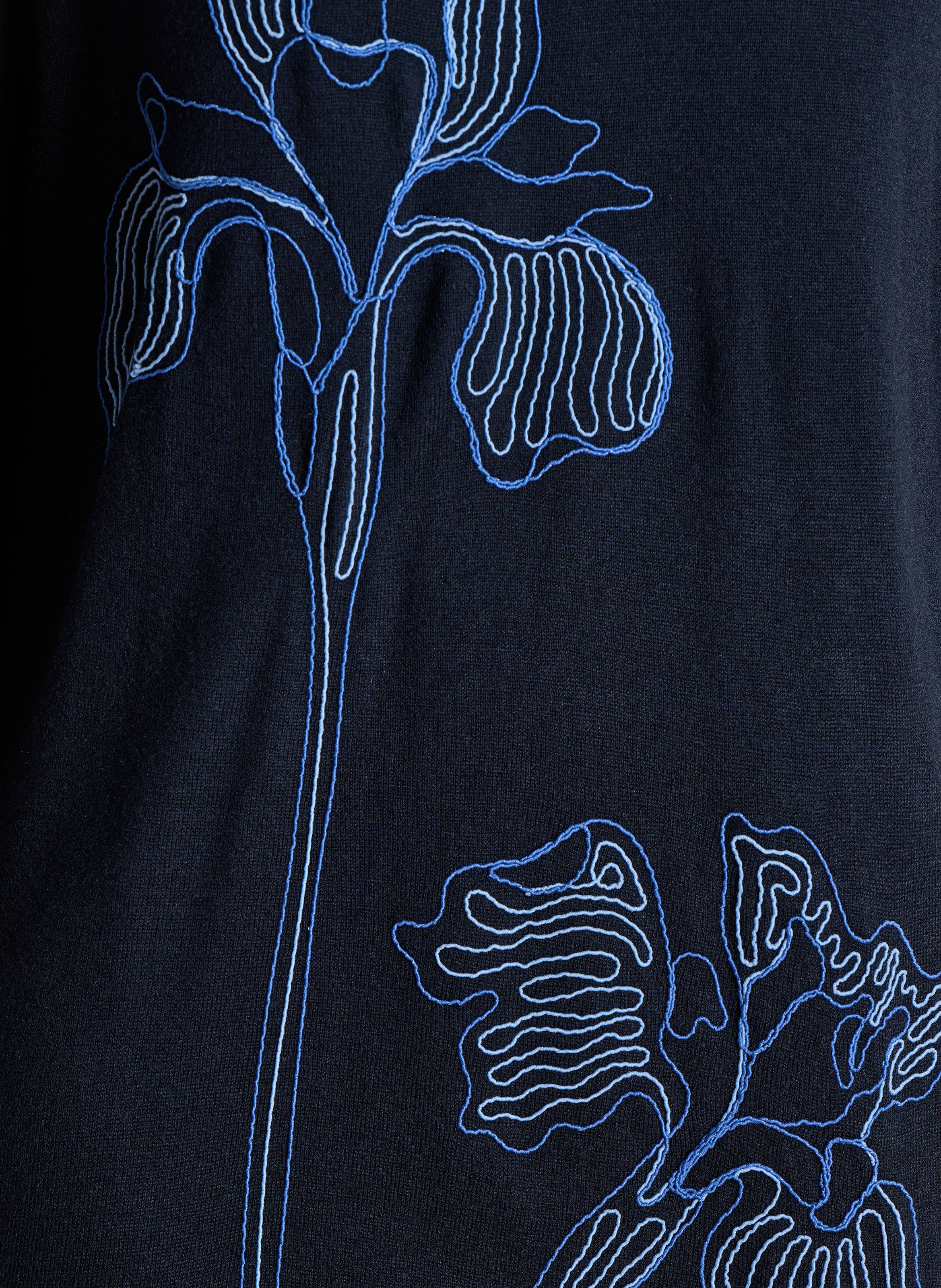 Long straight dress with round collar LA FEE MARABOUTEE Blue