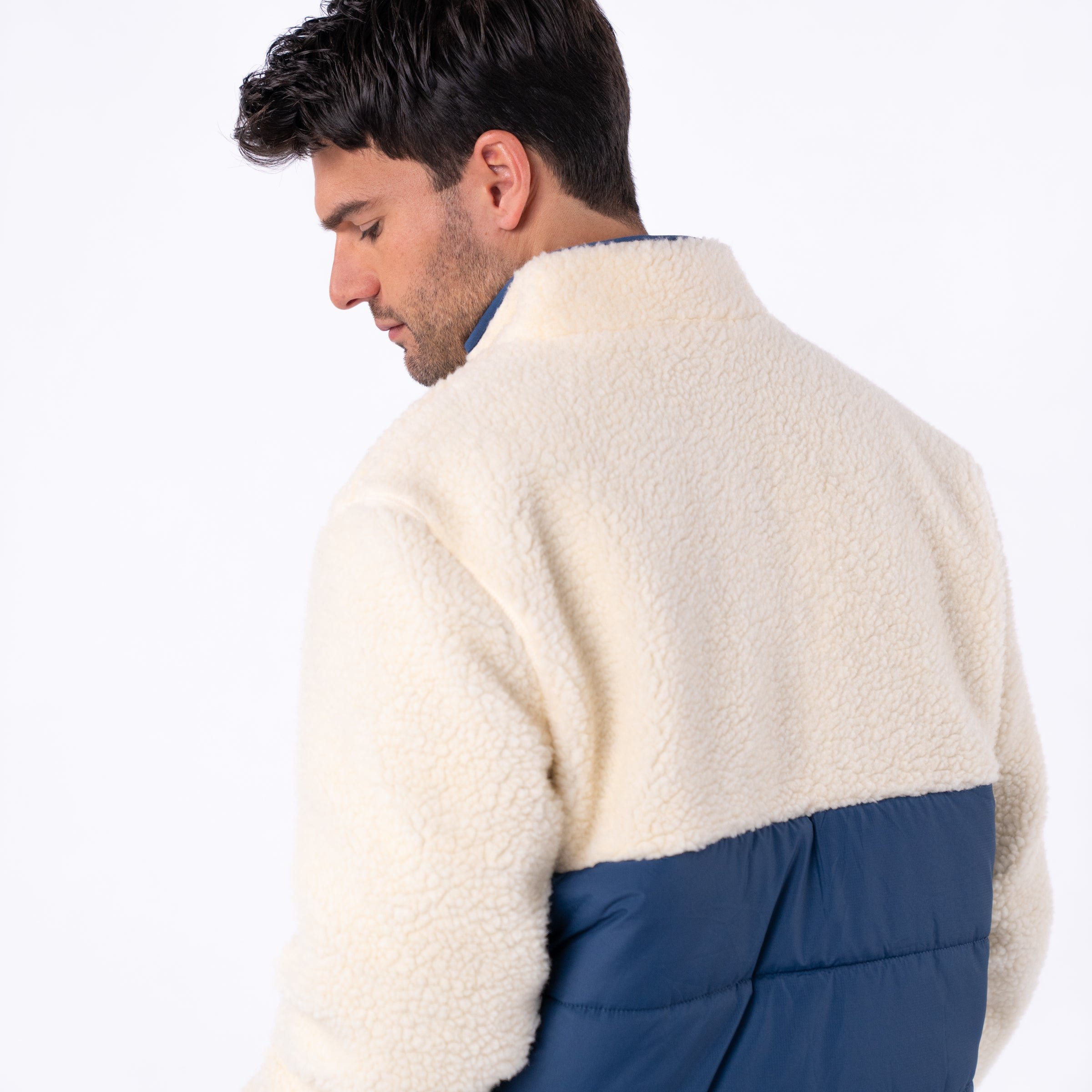 Sherpa bi-material jacket BILLYBELT Beige