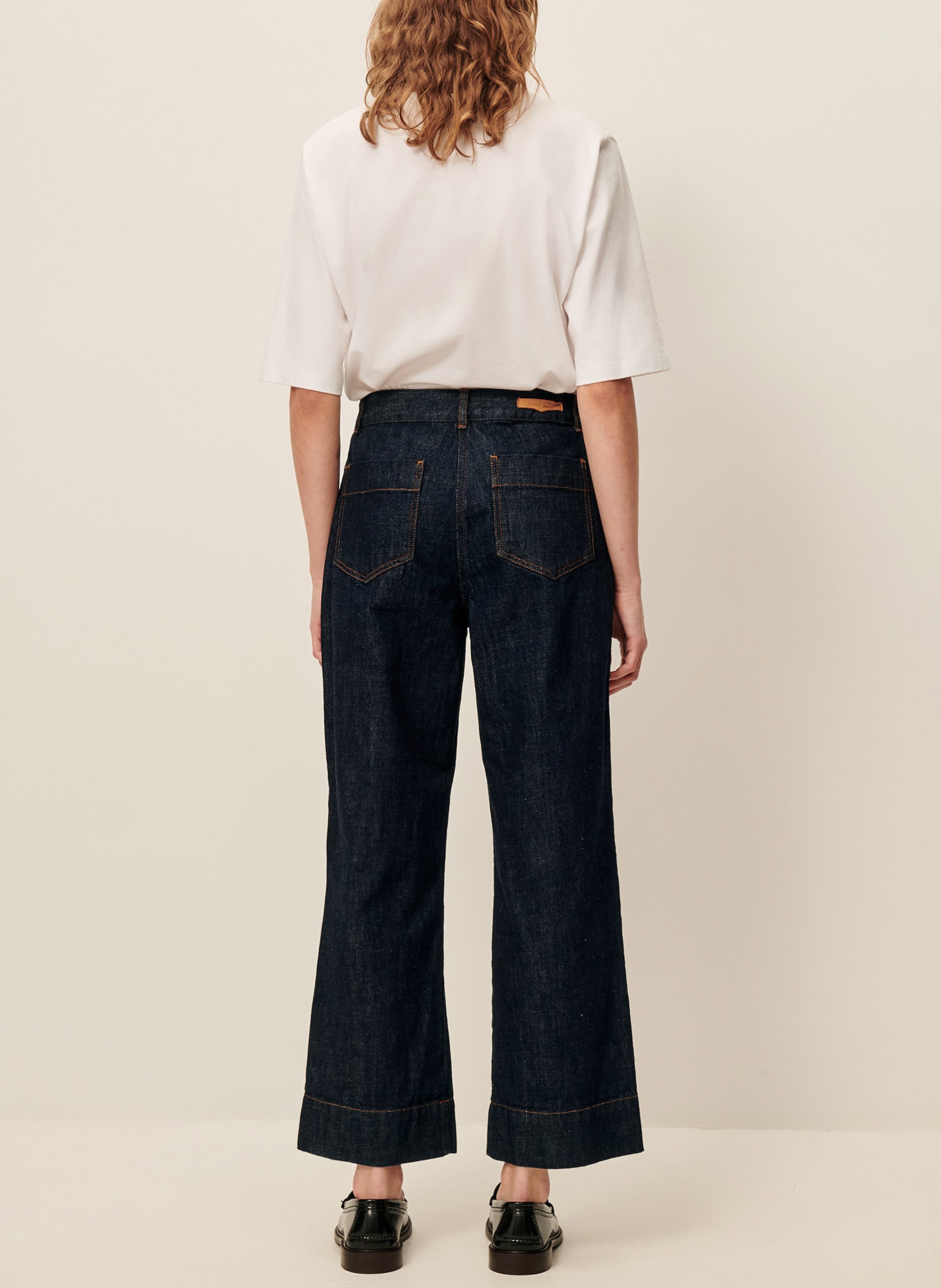 Cropped flared cotton jeans SESSUN Blue