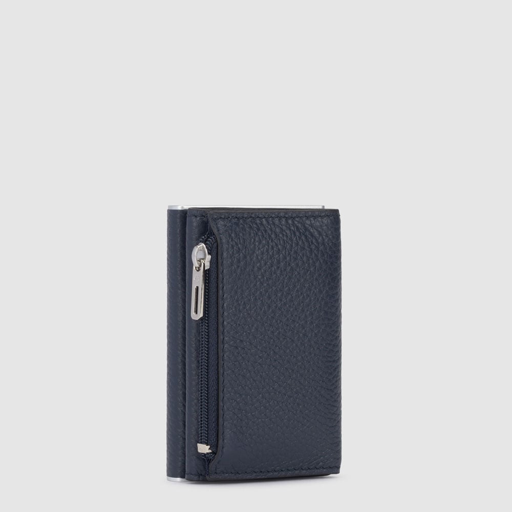 Wallet with sliding system PIQUADRO Blue