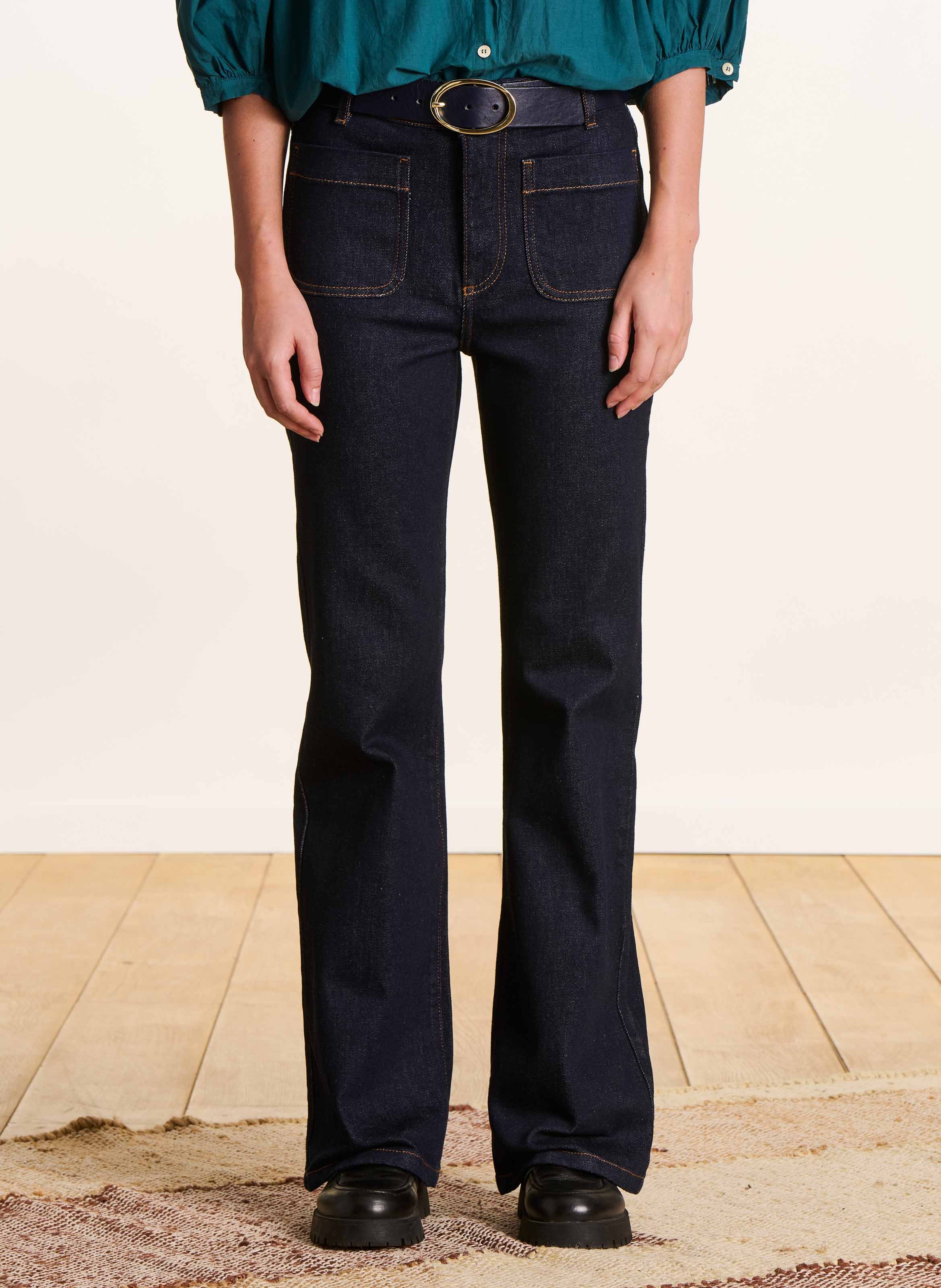 Jean bootcut en coton bio mélangé LA FEE MARABOUTEE Bleu