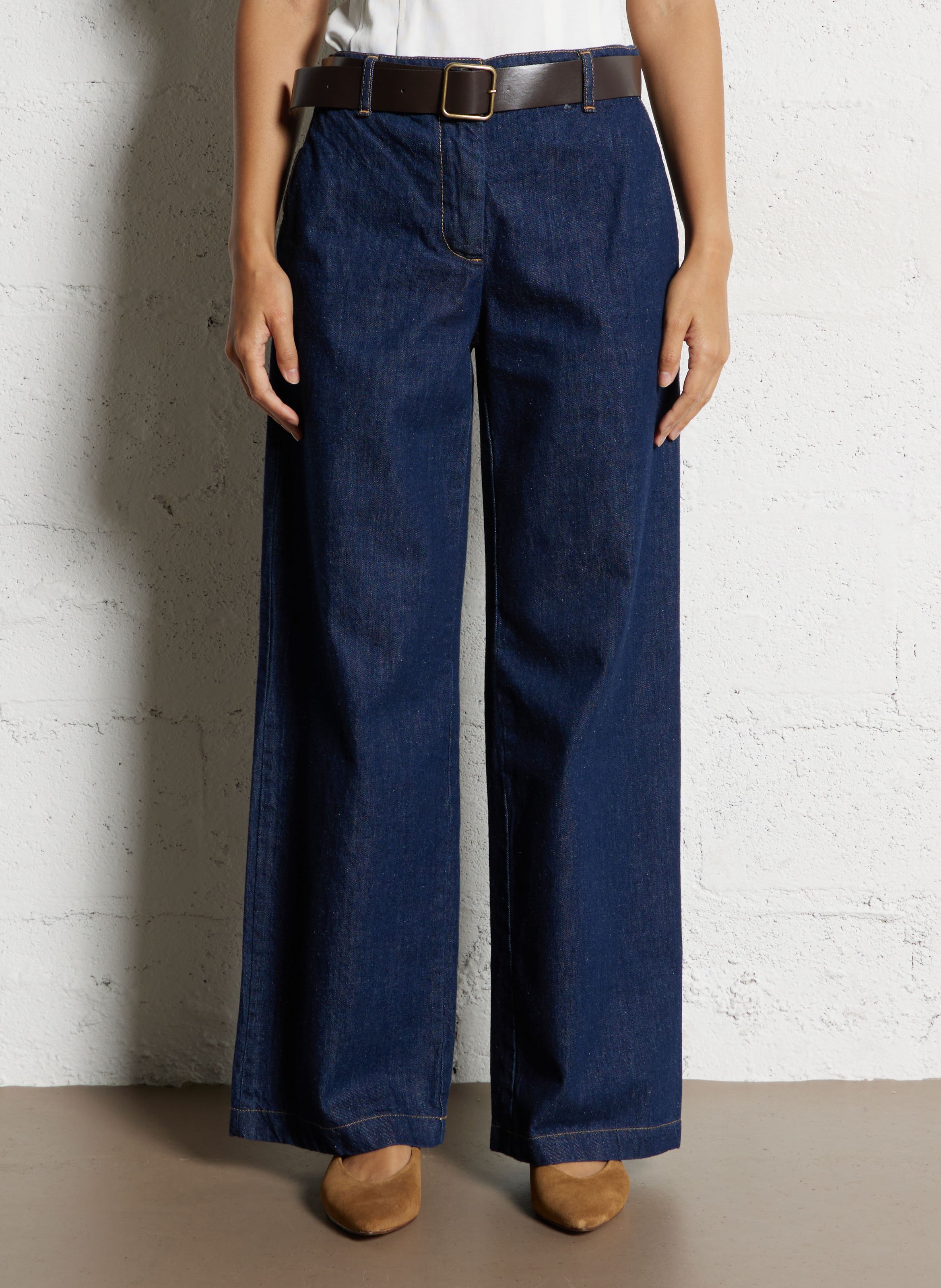Straight cotton-blend pants PLEASE Blue