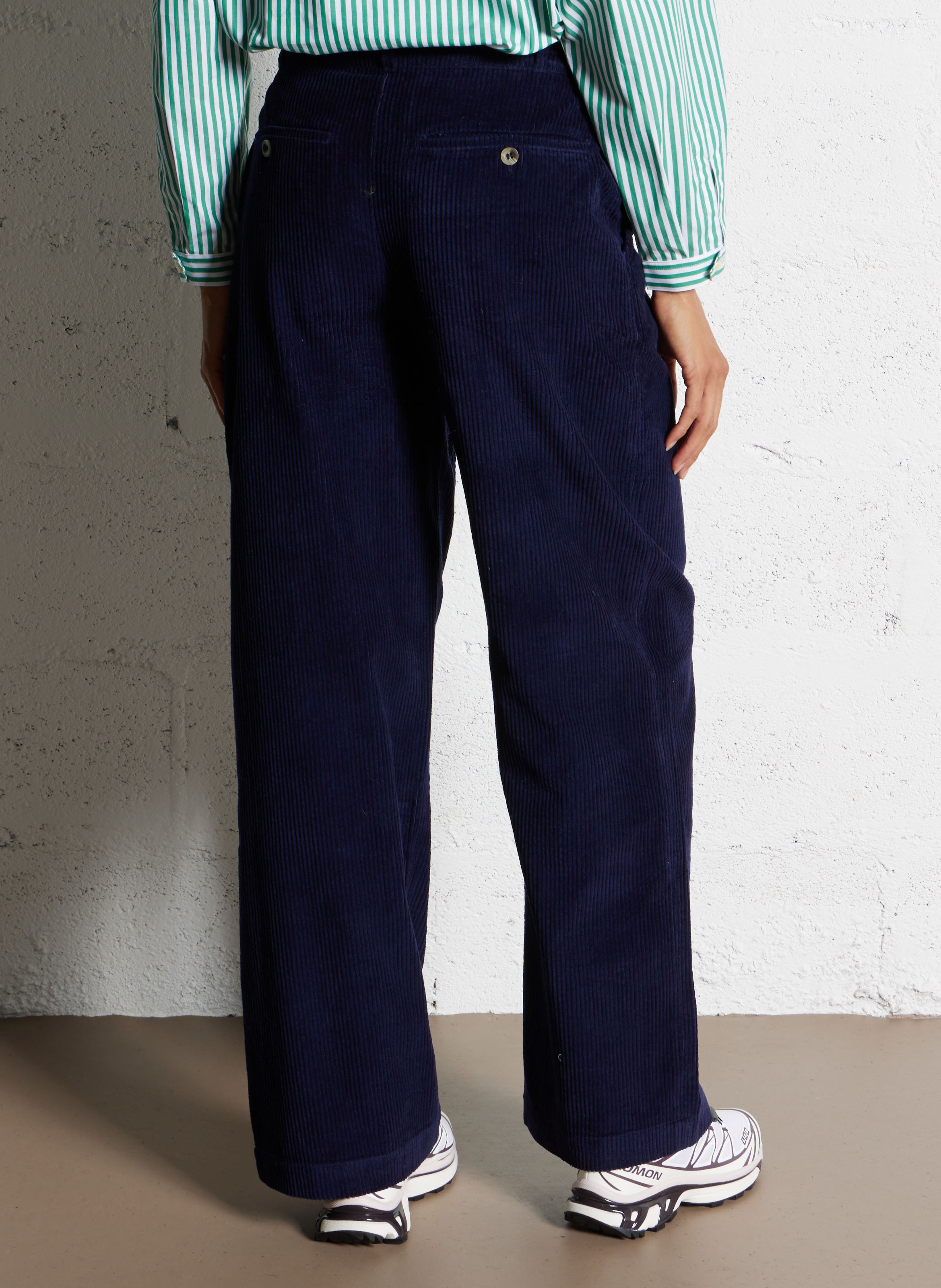 Pantalon large en velours côtelé LEON & HARPER Bleu