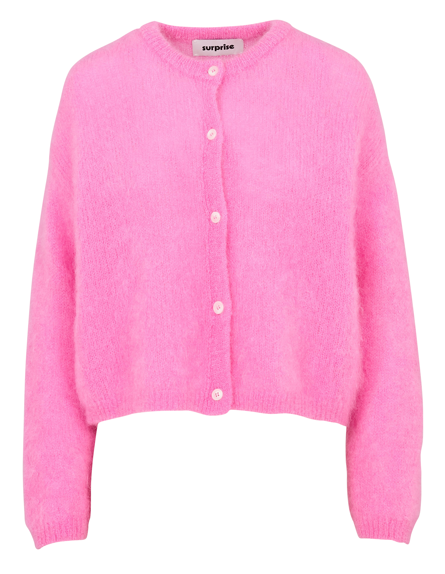 Gilet ample col rond en mohair mélangé SURPRISE Rose