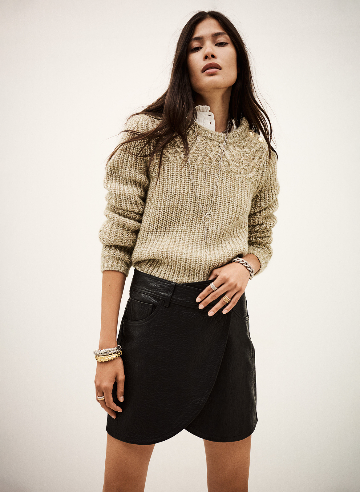 Leather skirt BA&SH Black