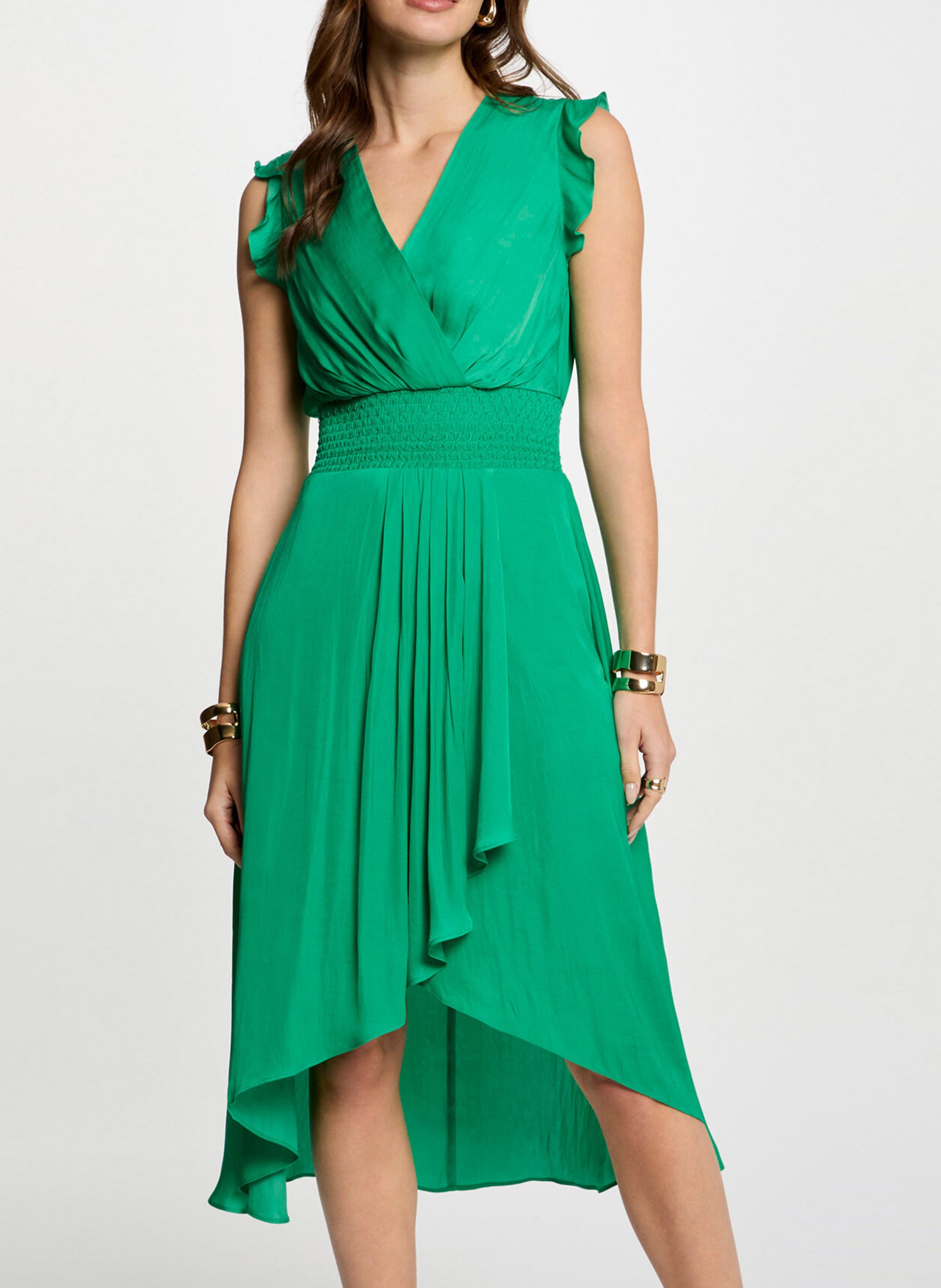 Robe midi fluide cache-coeur MORGAN Vert