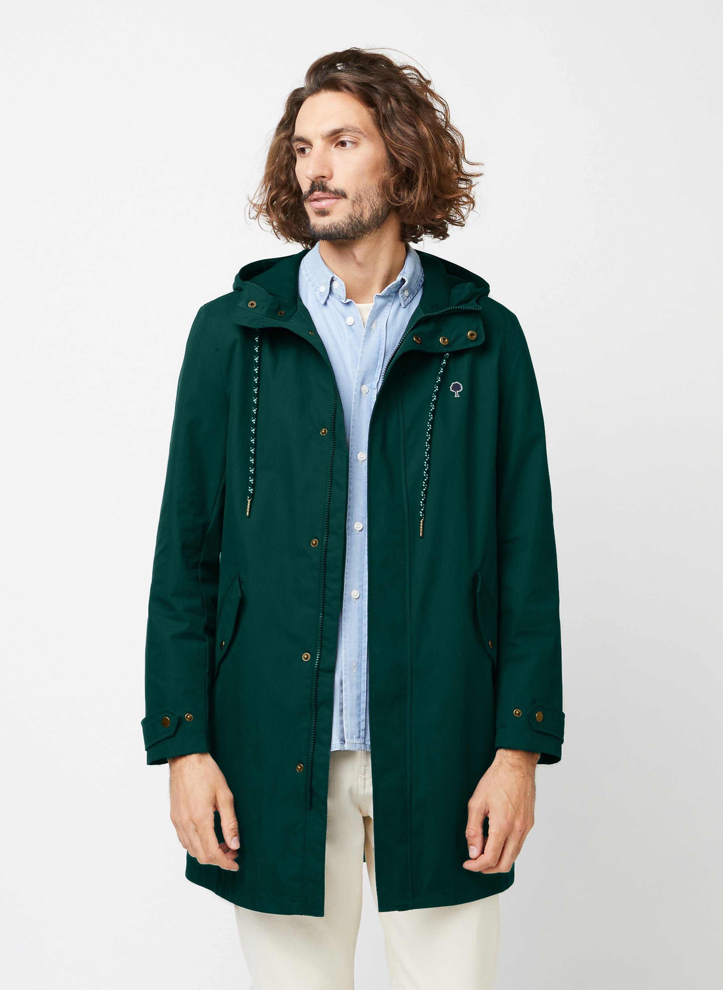 Round neck waterproof in blended cotton FAGUO Green