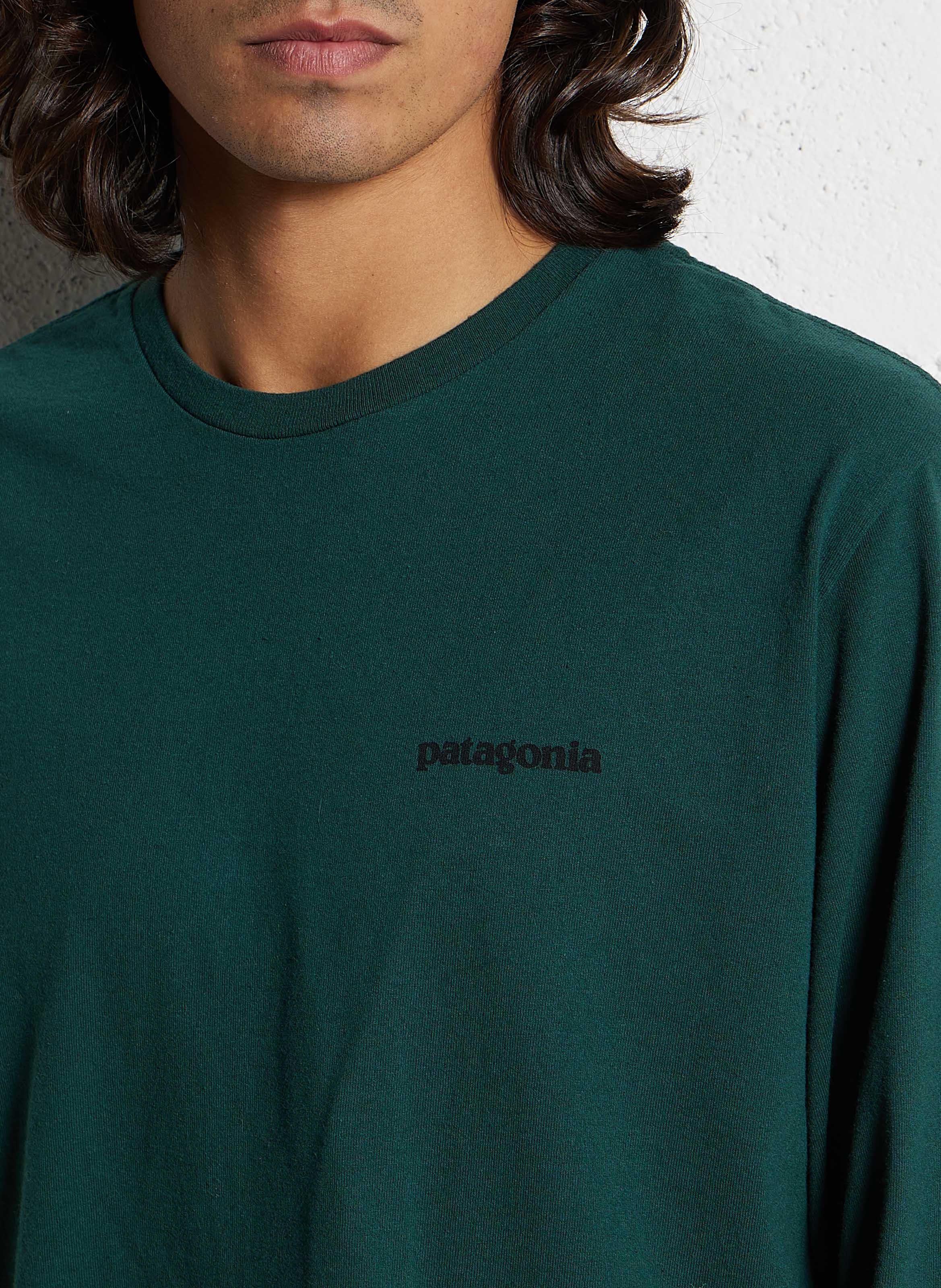 Regular-fit round-neck recycled cotton-blend T-shirt with screen print PATAGONIA Green