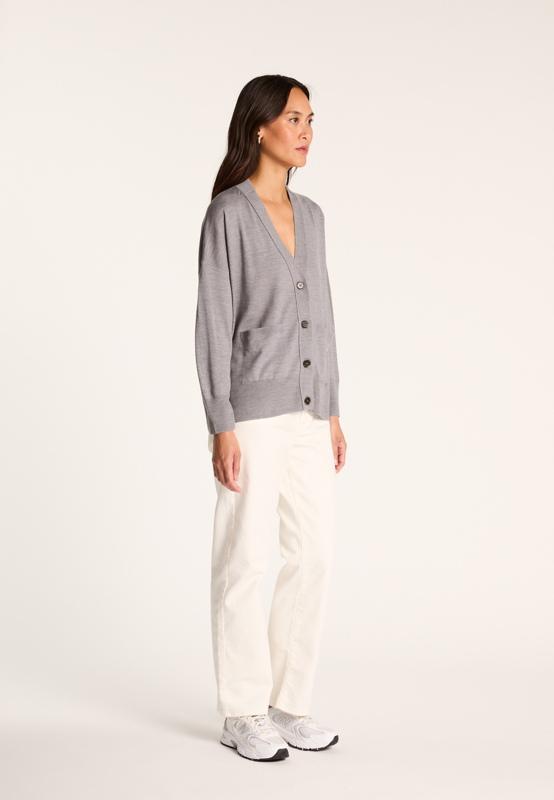 Merino wool cardigan MAISON MONTAGUT Grey