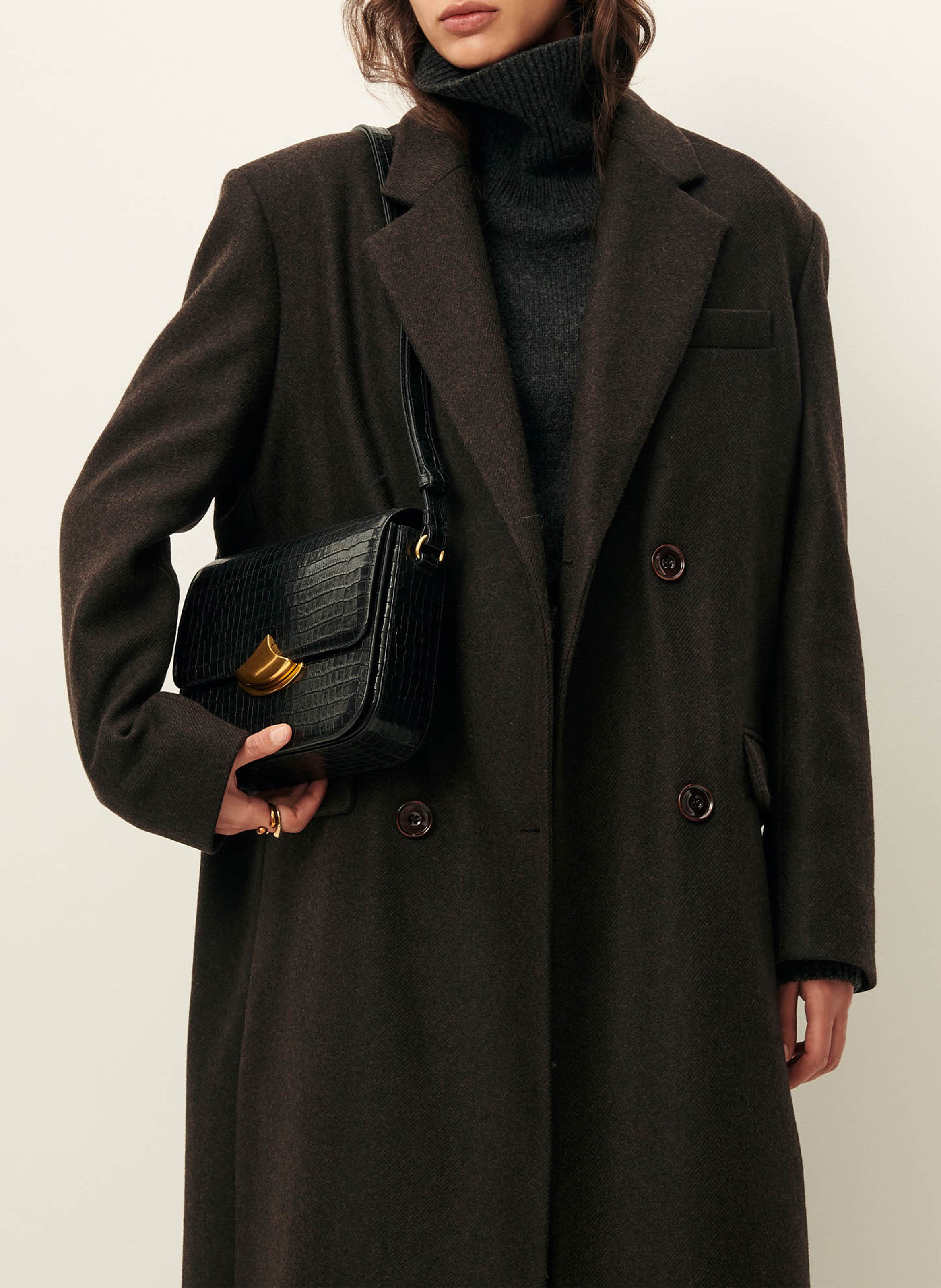 Nara short high-waisted crepe skirt Brown