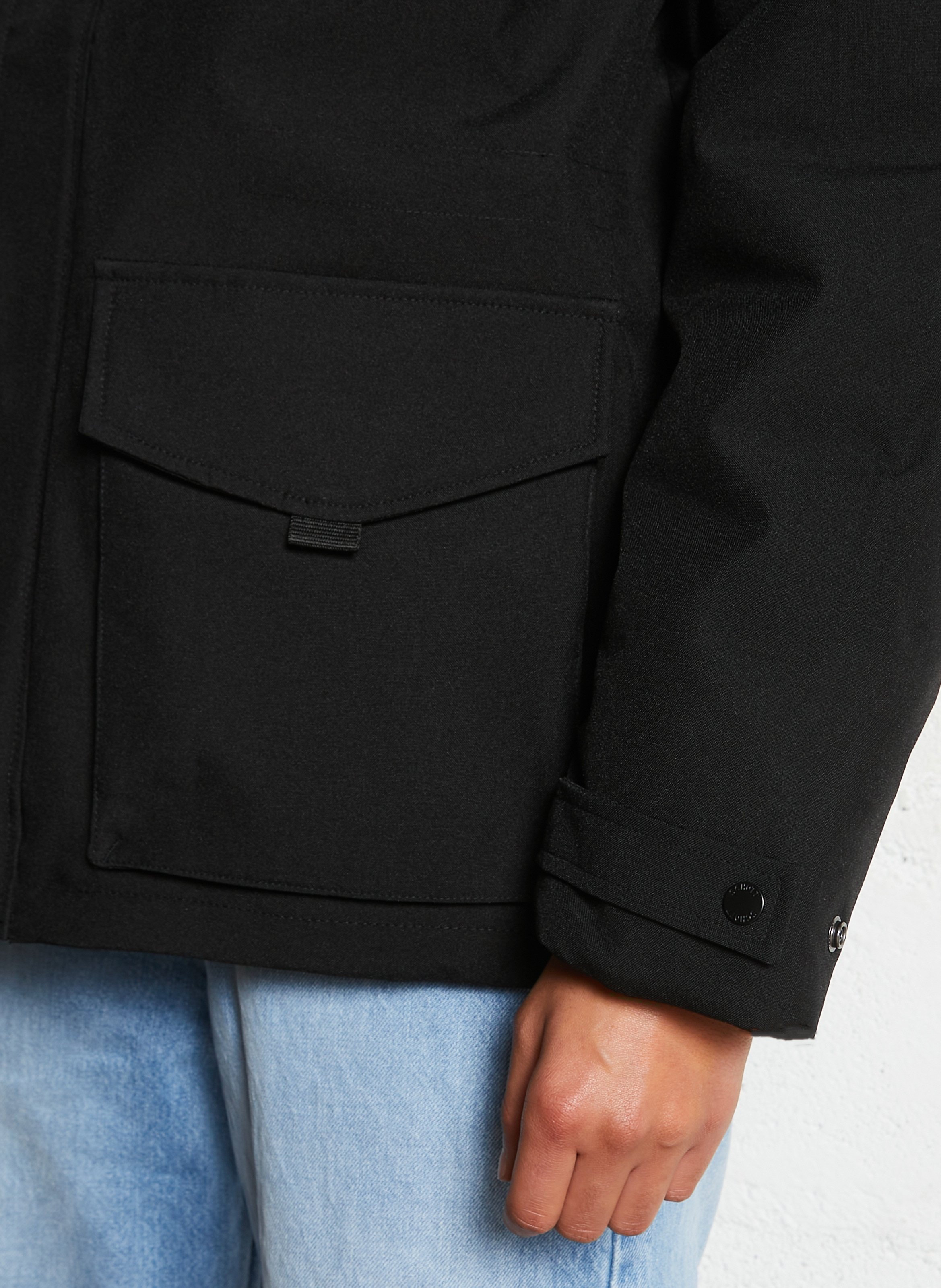 Parka à capuche droite à poches SCHOTT Noir