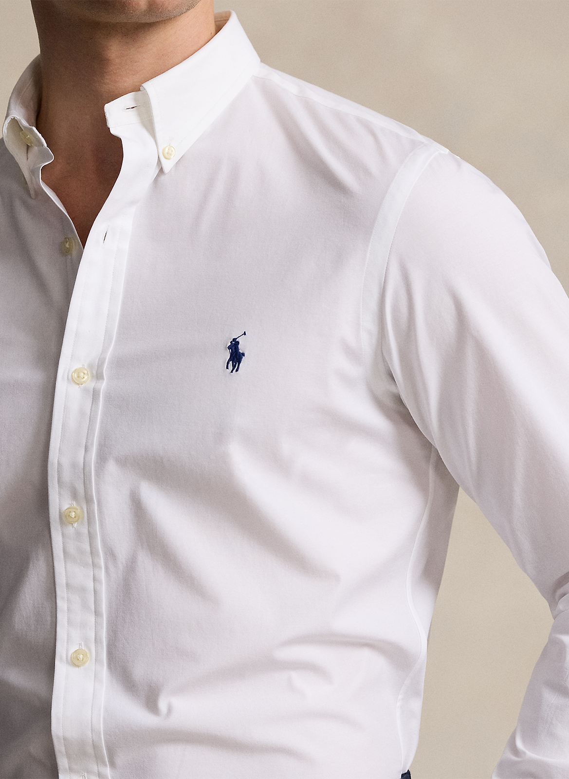 Cotton-blend shirt with button-down collar POLO RALPH LAUREN White