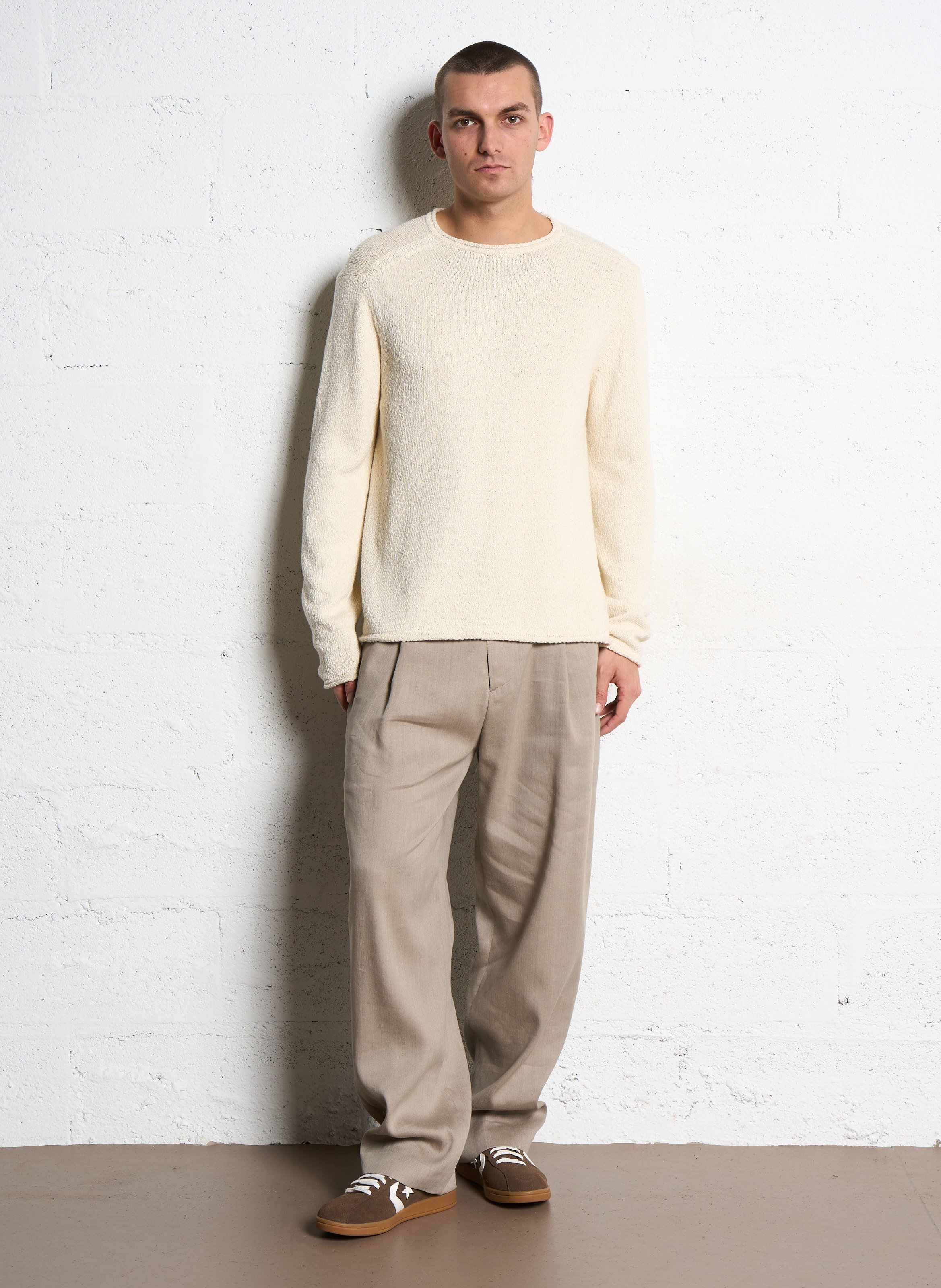 Weiter Rundhalspullover aus Baumwolle IKKS Weiss