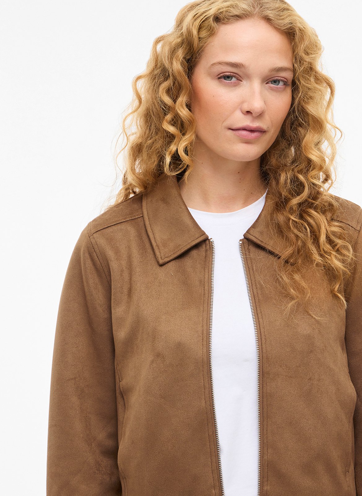 Veste courte zippée en suède VILA Marron