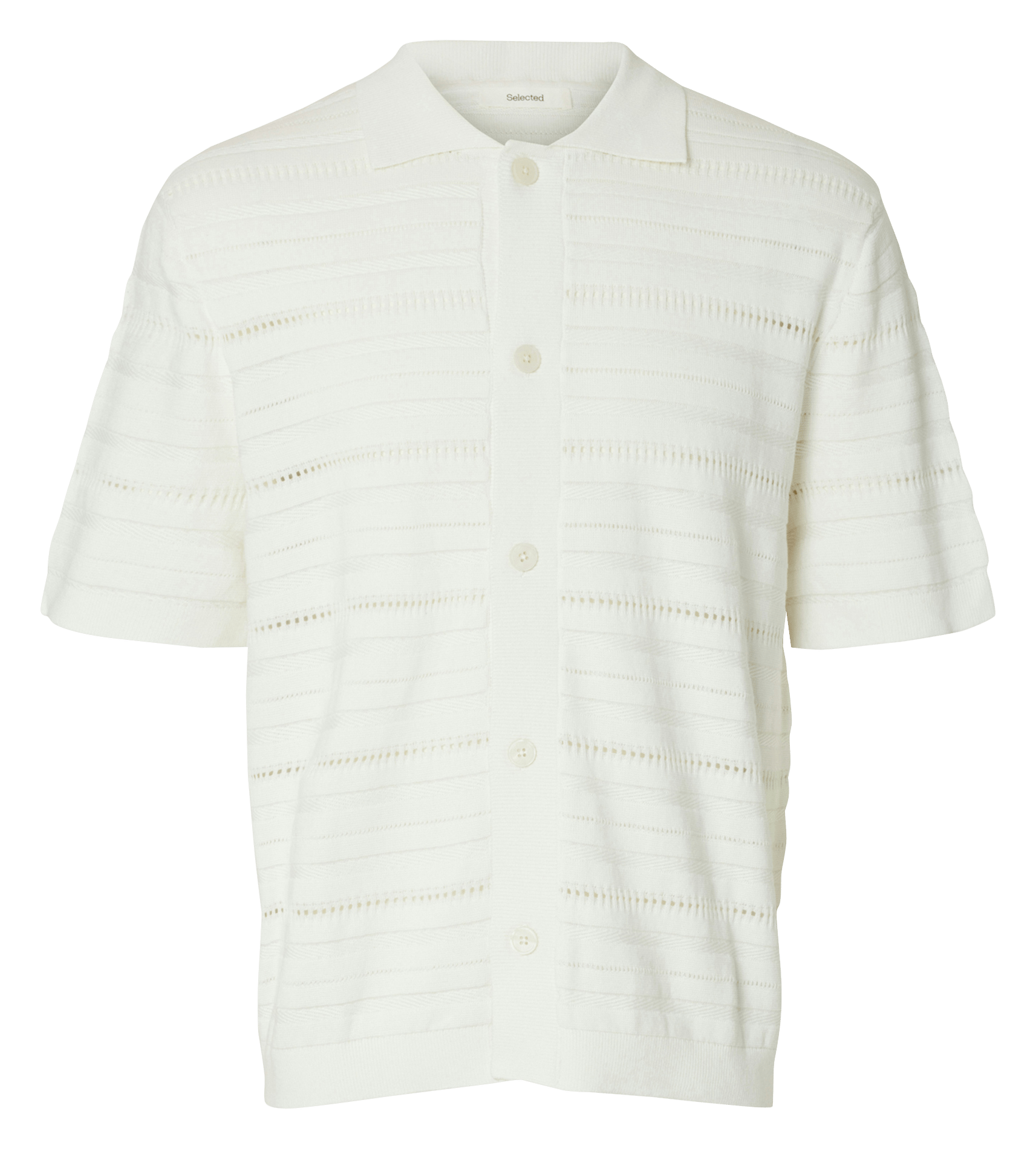 Gilet droit col classique en coton bio SELECTED Beige