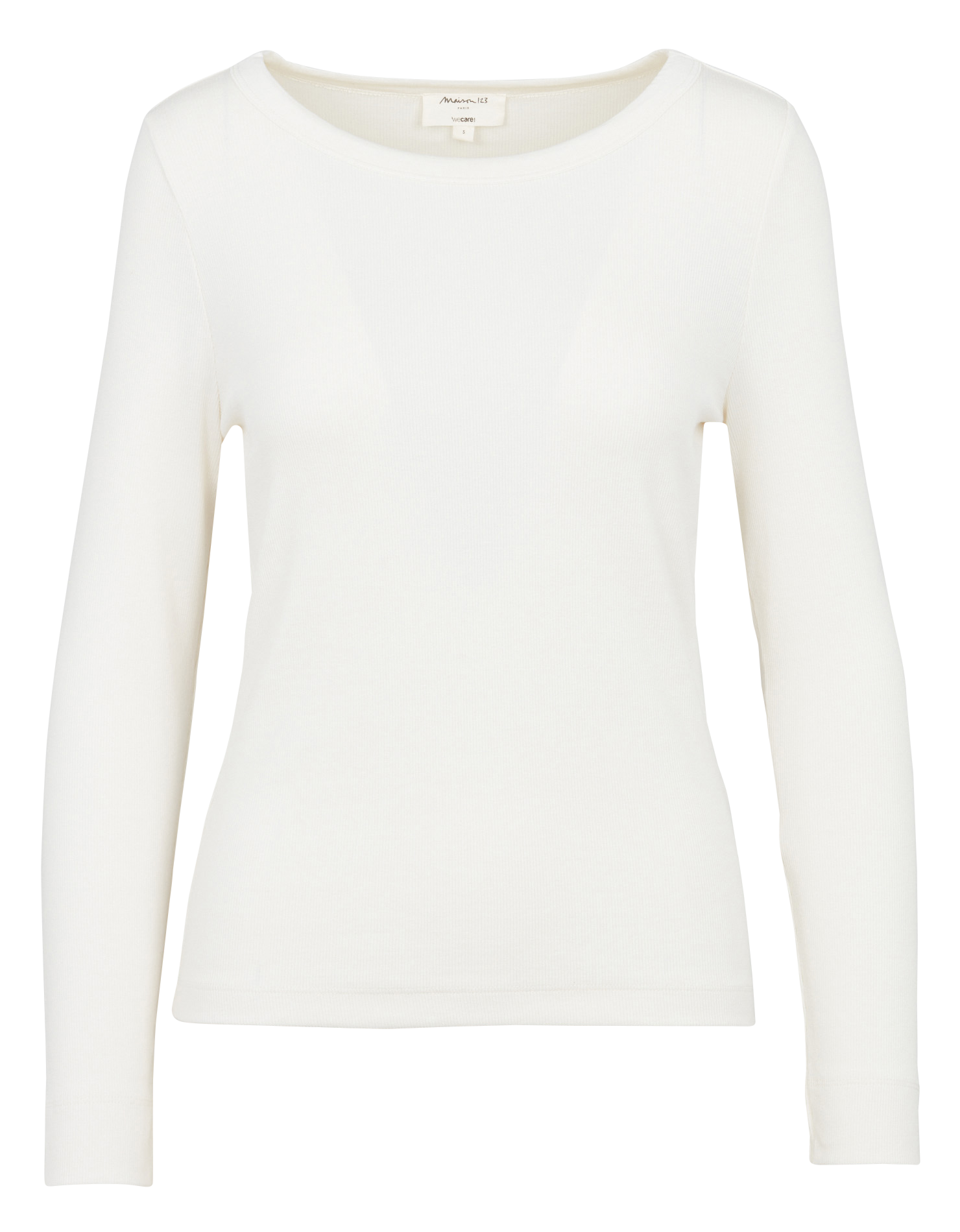 Top manches longues uni côtelé MAISON 123 Blanc