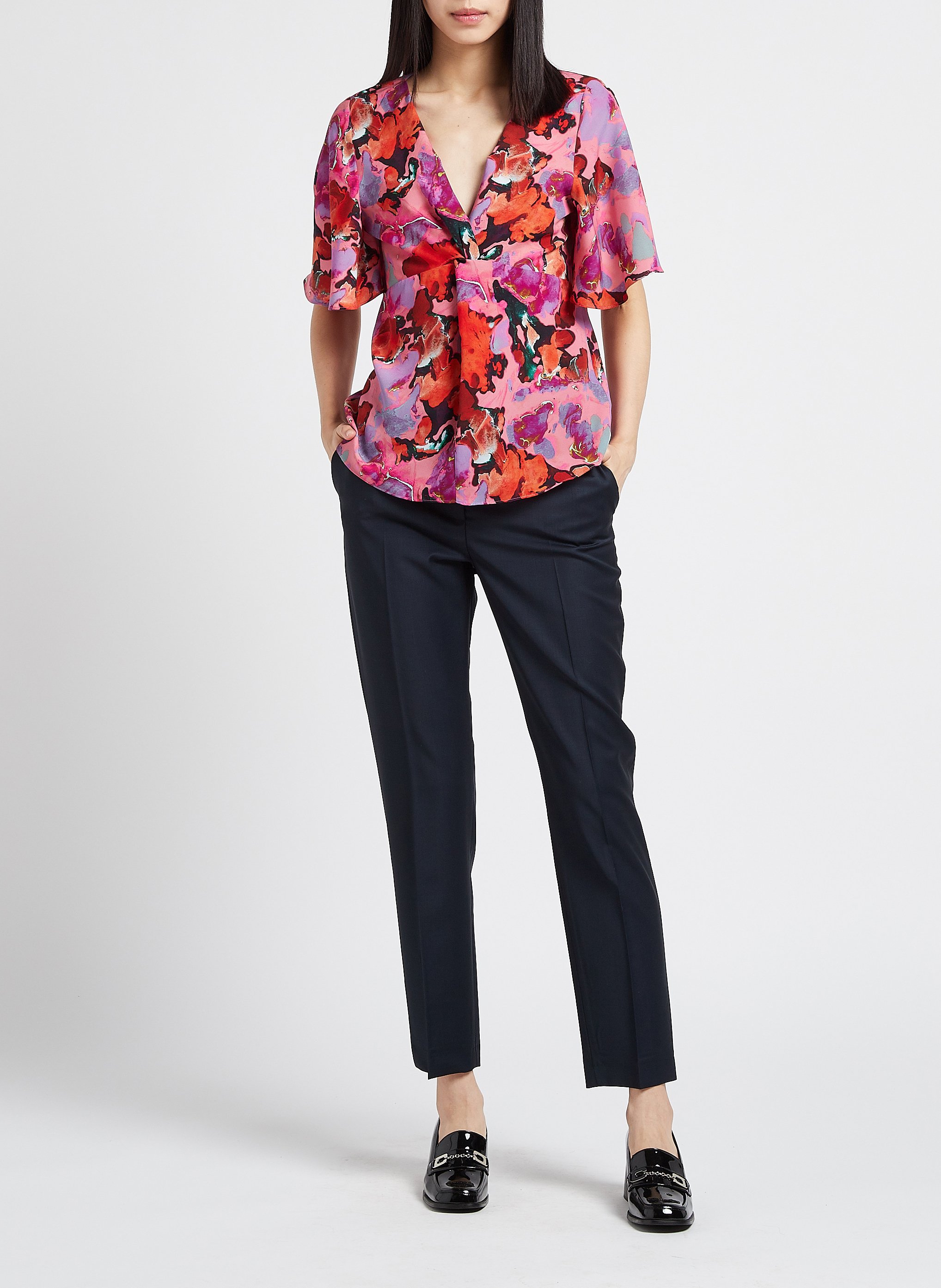 Top mit V-Ausschnitt und Print PAUL SMITH Rosa