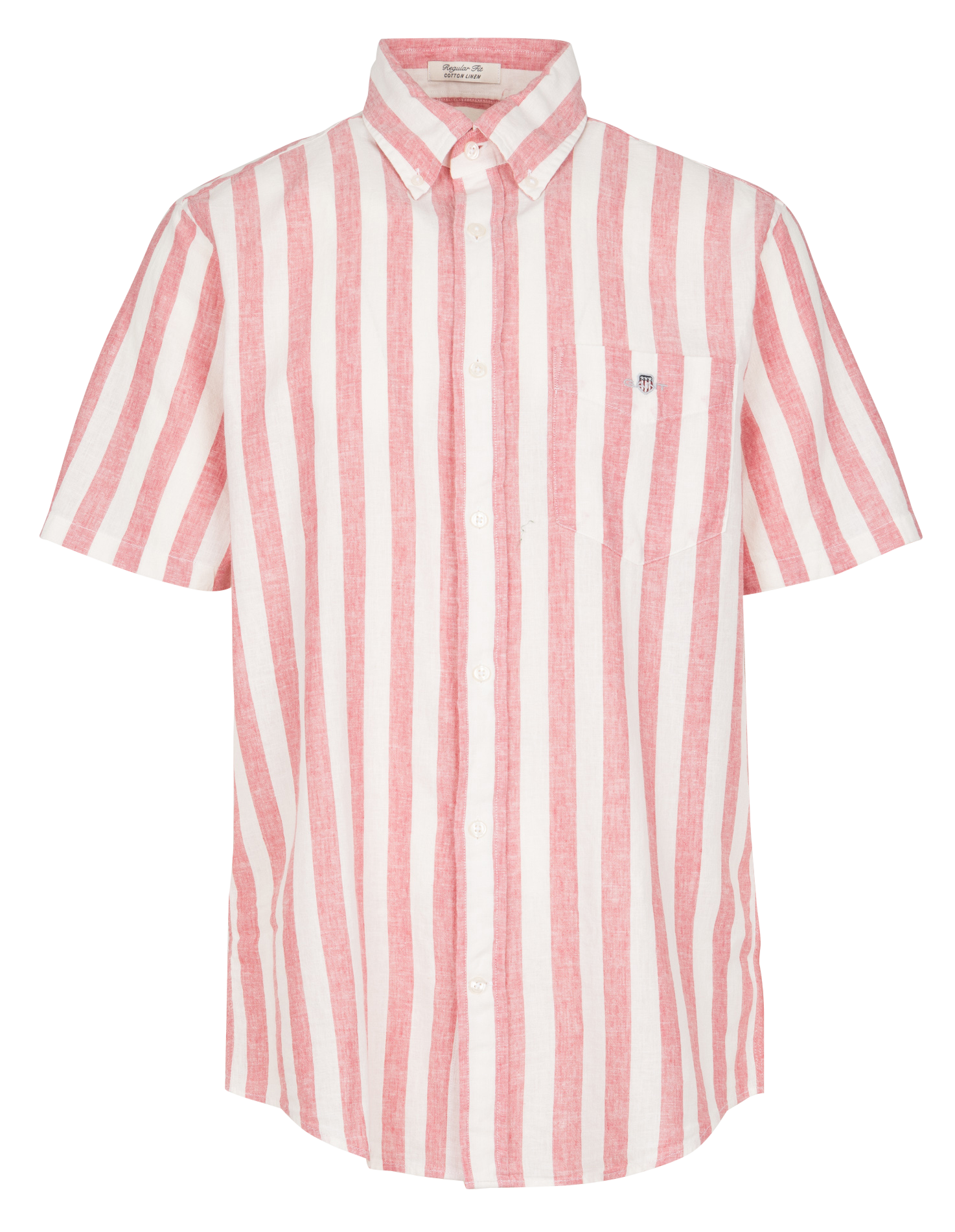 Regular-fit overhemd met Amerikaanse kraag in gestreept linnen en katoen. GANT