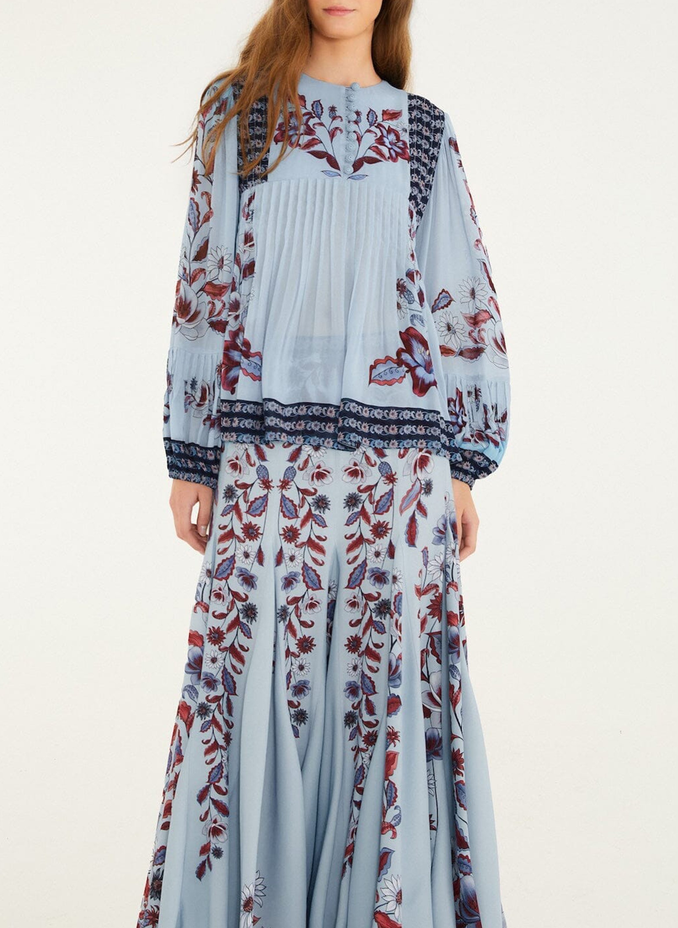 Long flared printed skirt FARM RIO Blue