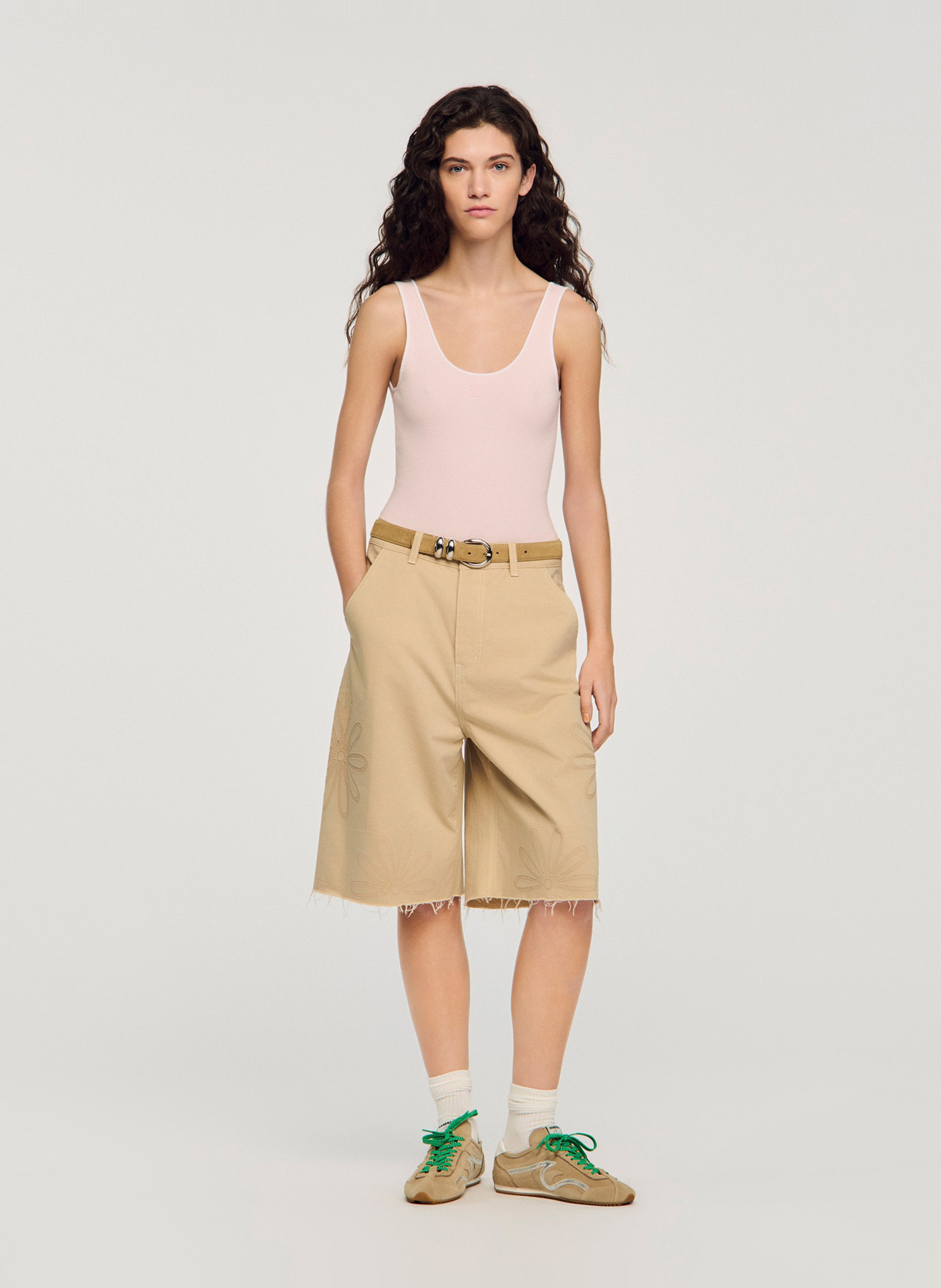 Body sans manches à logo brodé SANDRO Rose