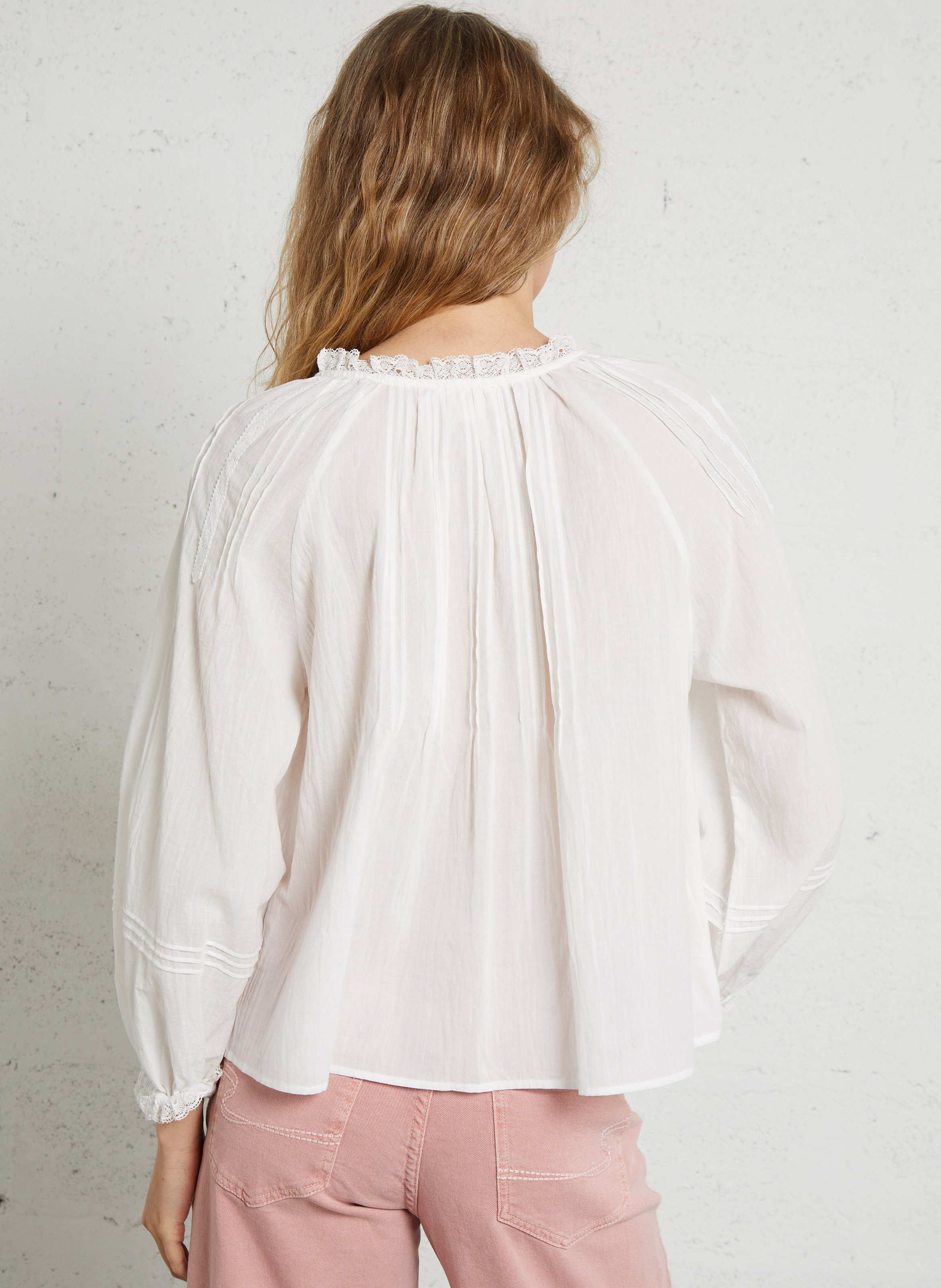 Blouse oversize col rond en coton THE KORNER Blanc