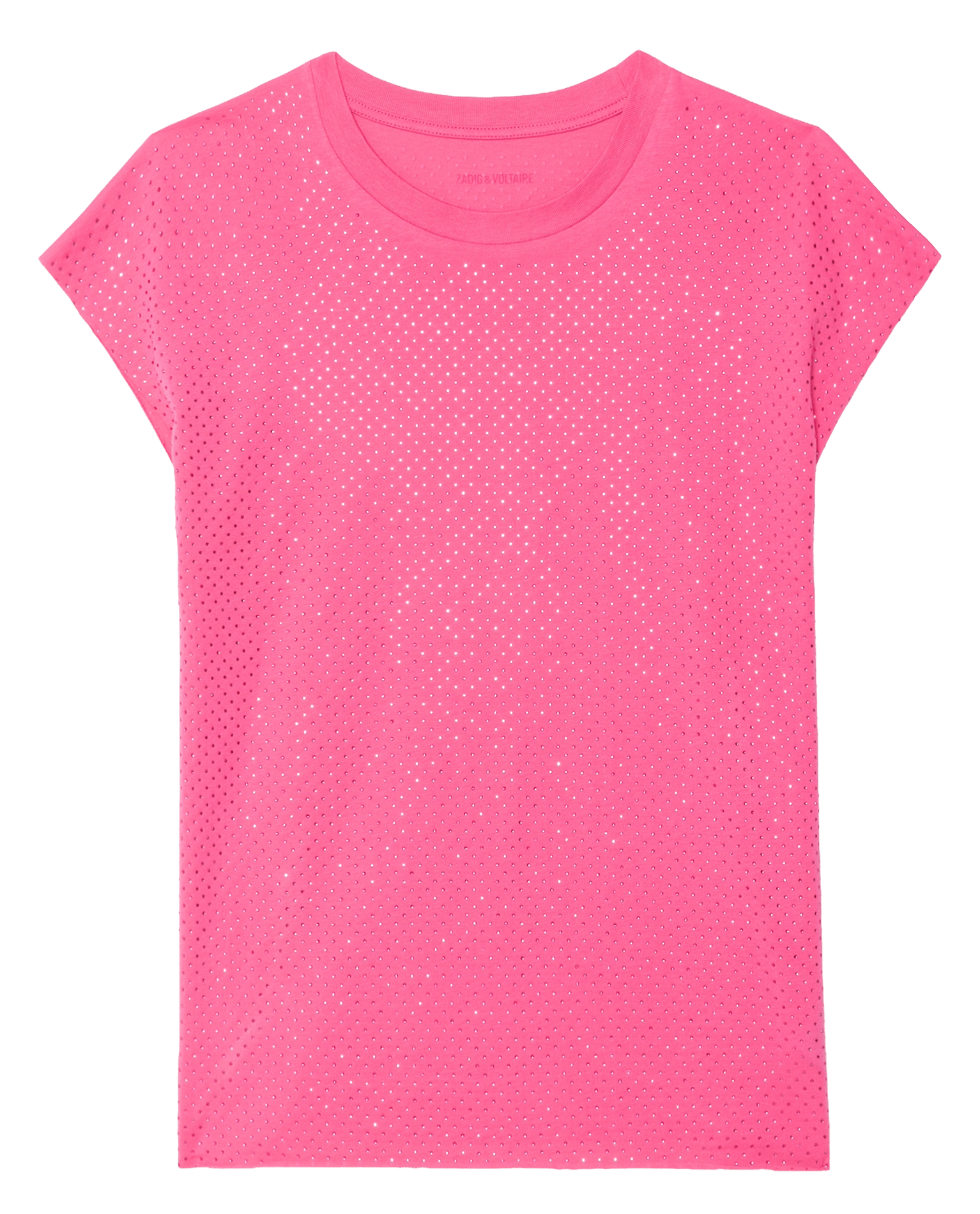 Tee-shirt droit col rond à strass ZADIG&VOLTAIRE Rose