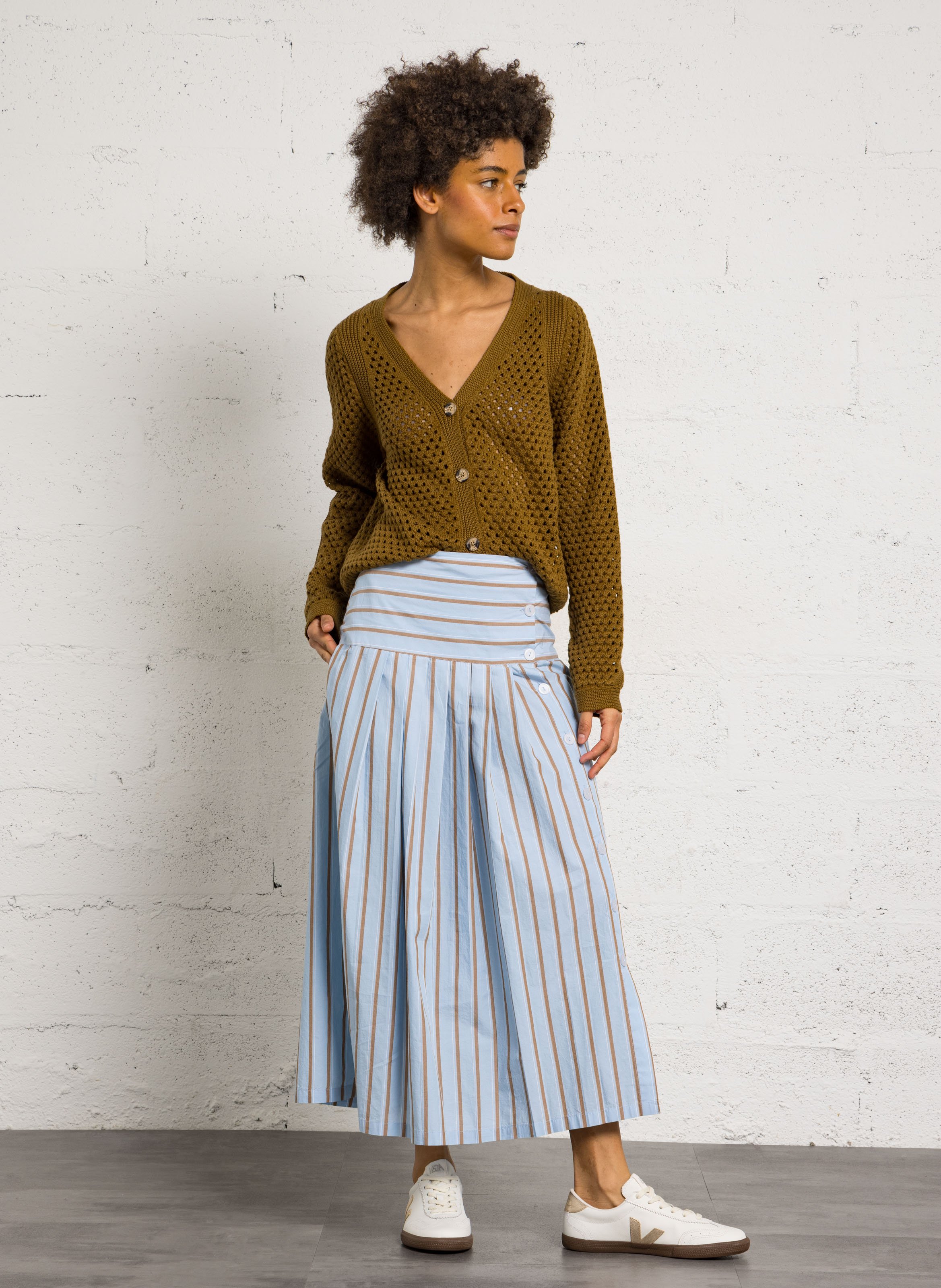 Oversized katoenen vest met V-hals LEON & HARPER Bruin