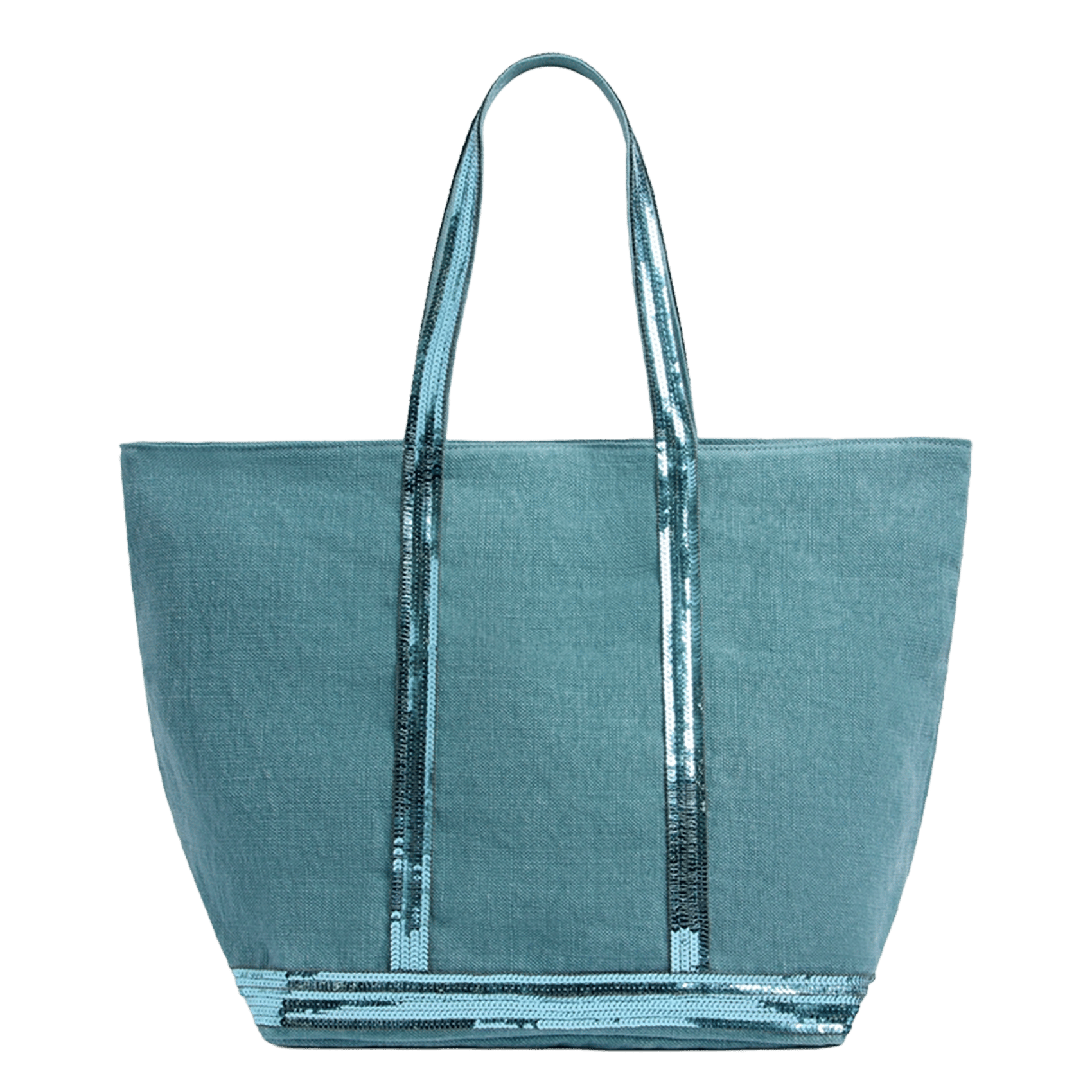 Cabas L brodé avec sequins en lin VANESSA BRUNO Bleu