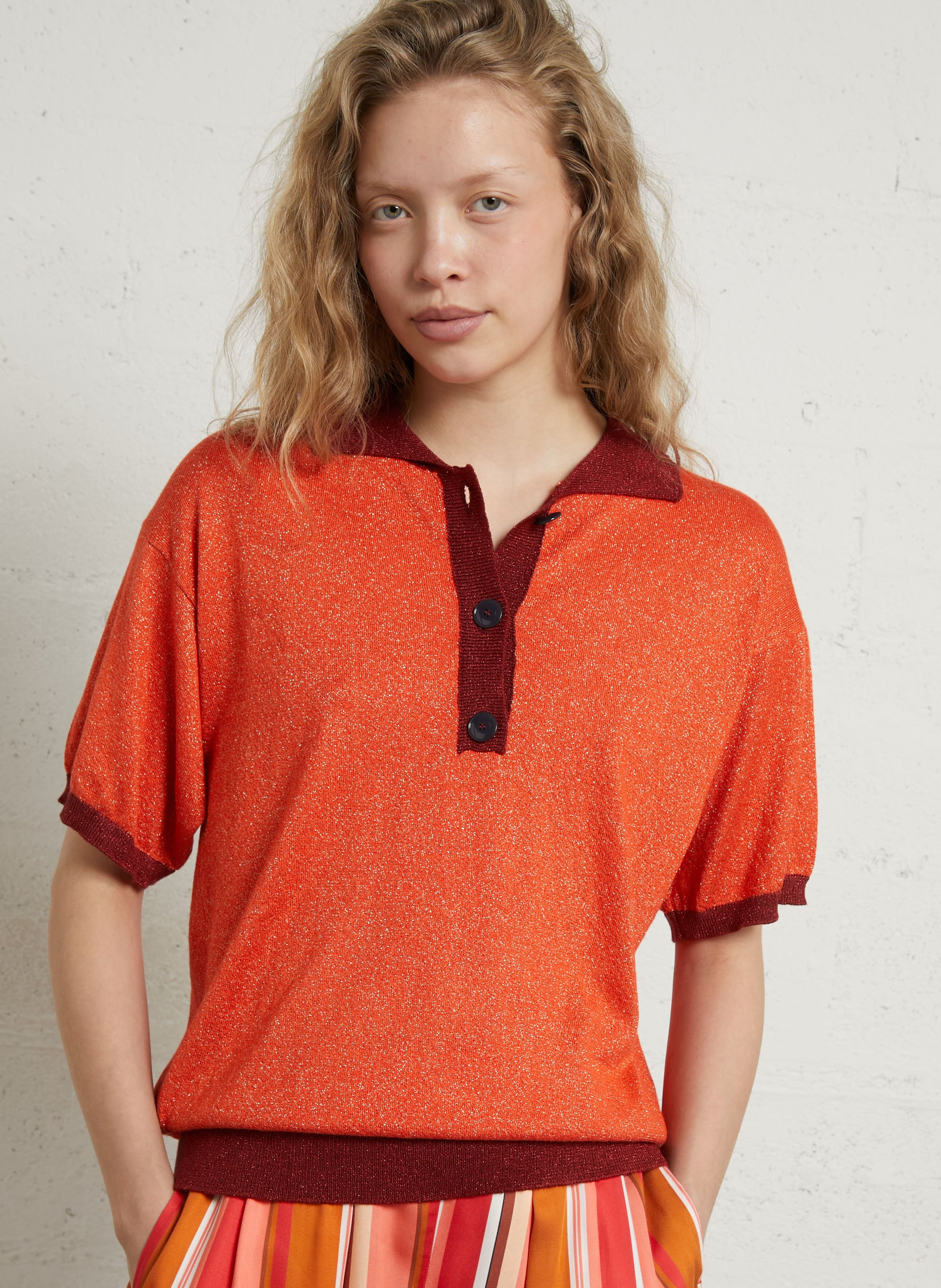 Pull droit métallisé LEON & HARPER Orange