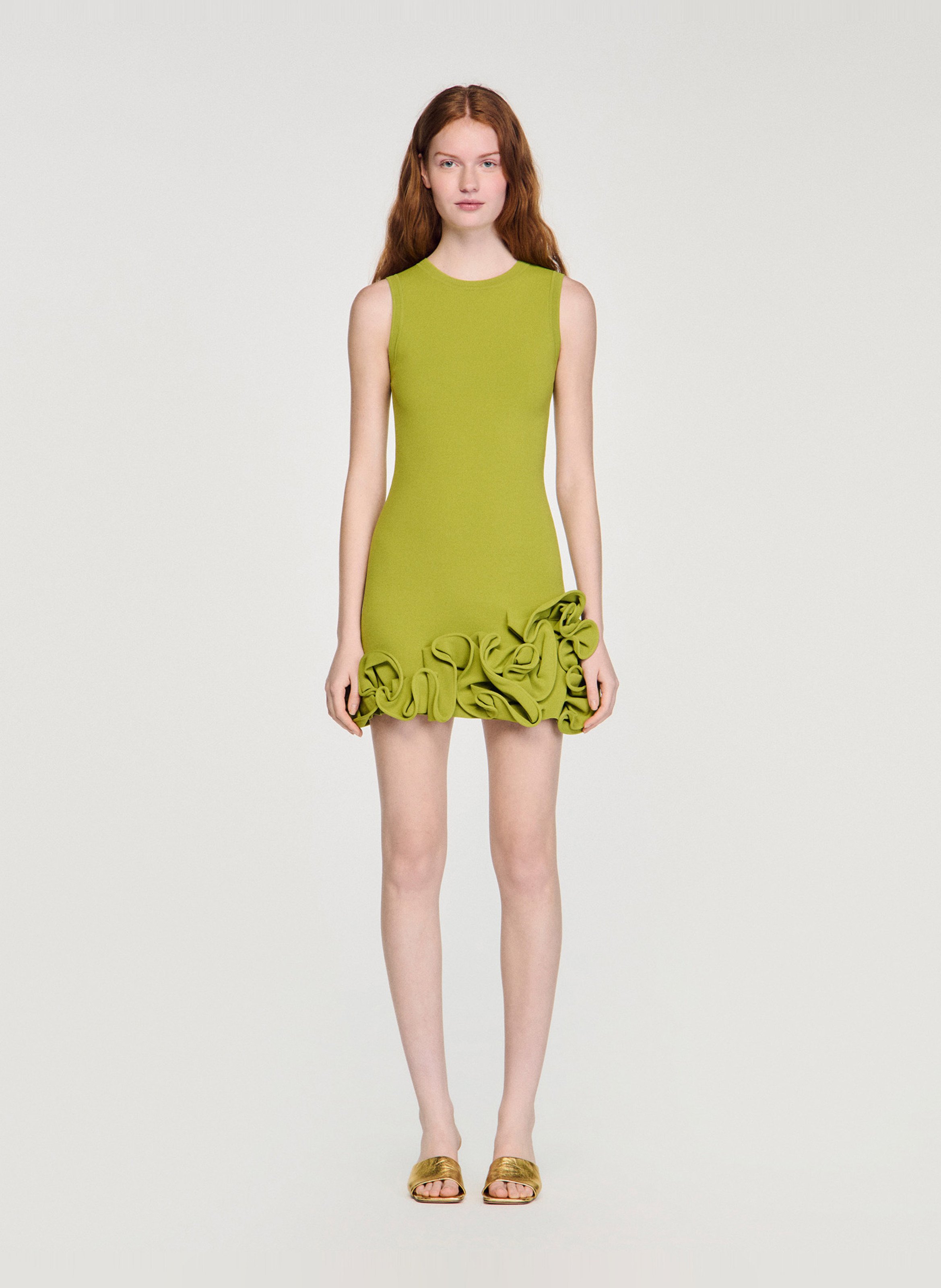 Robe courte col rond SANDRO Vert