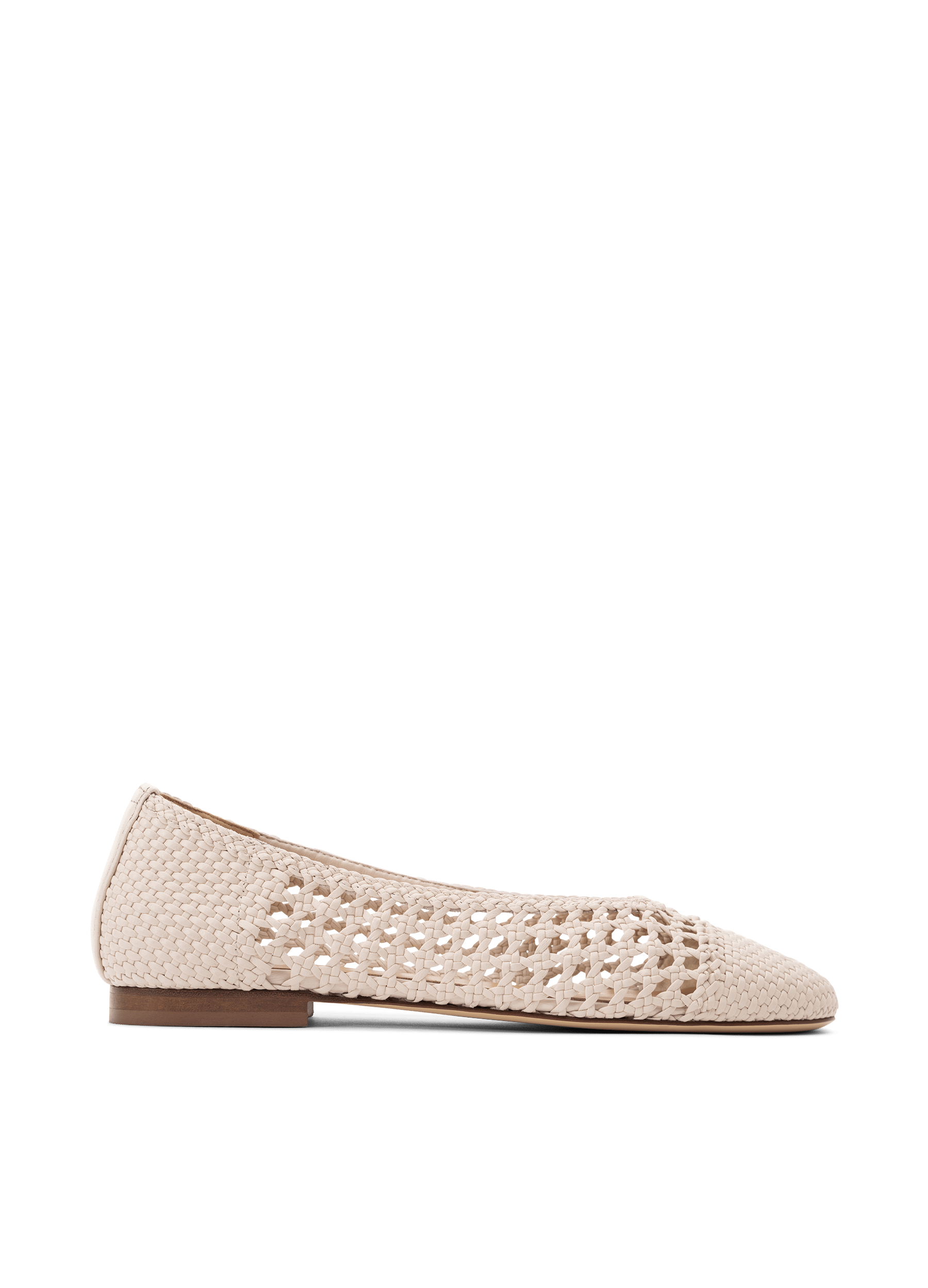 Braided nappa leather ballet flats in latte PARALLELE PARIS White